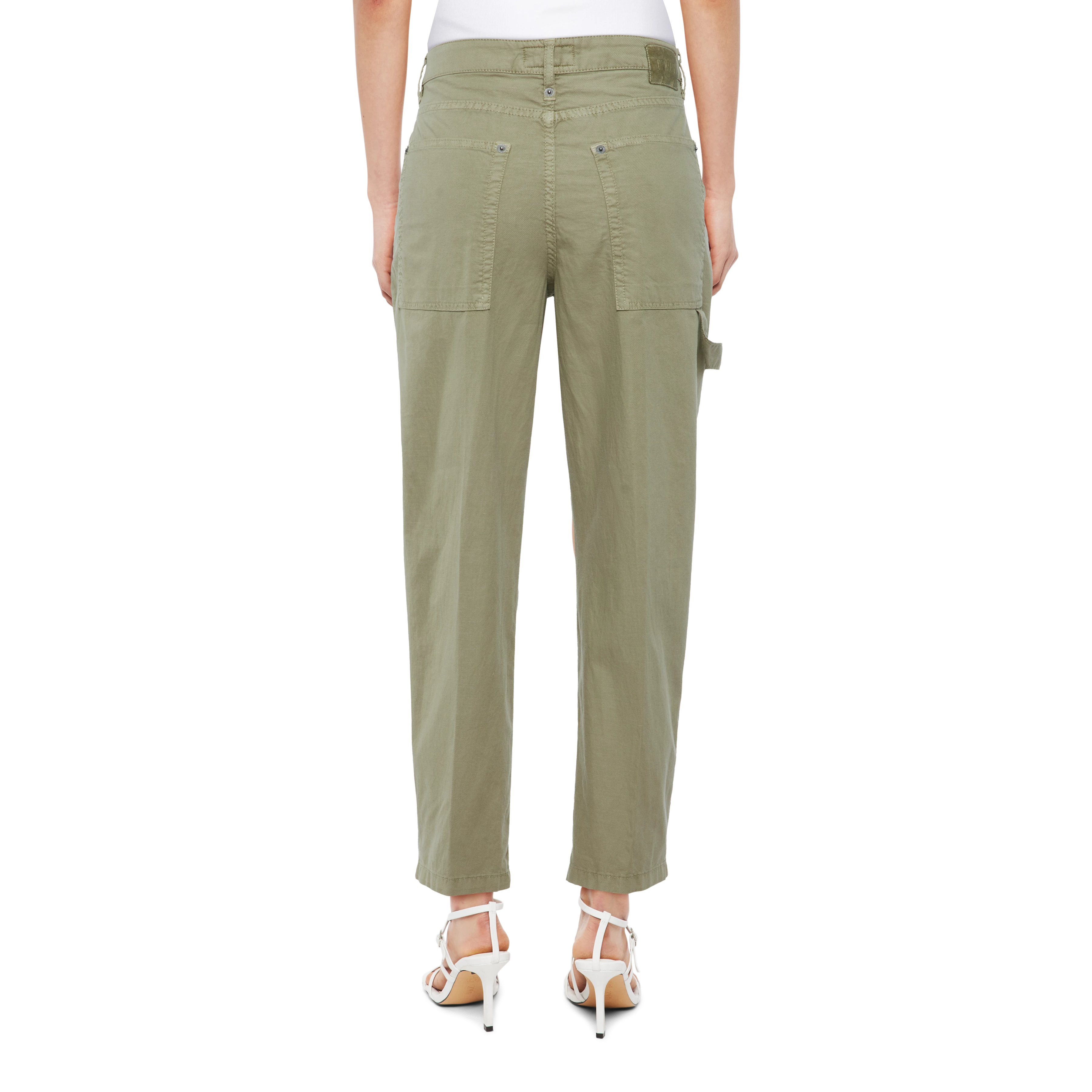 QUALIFY - Cargohose mit Bundfalte in Garment Dye - Damen - grün - Rückansicht