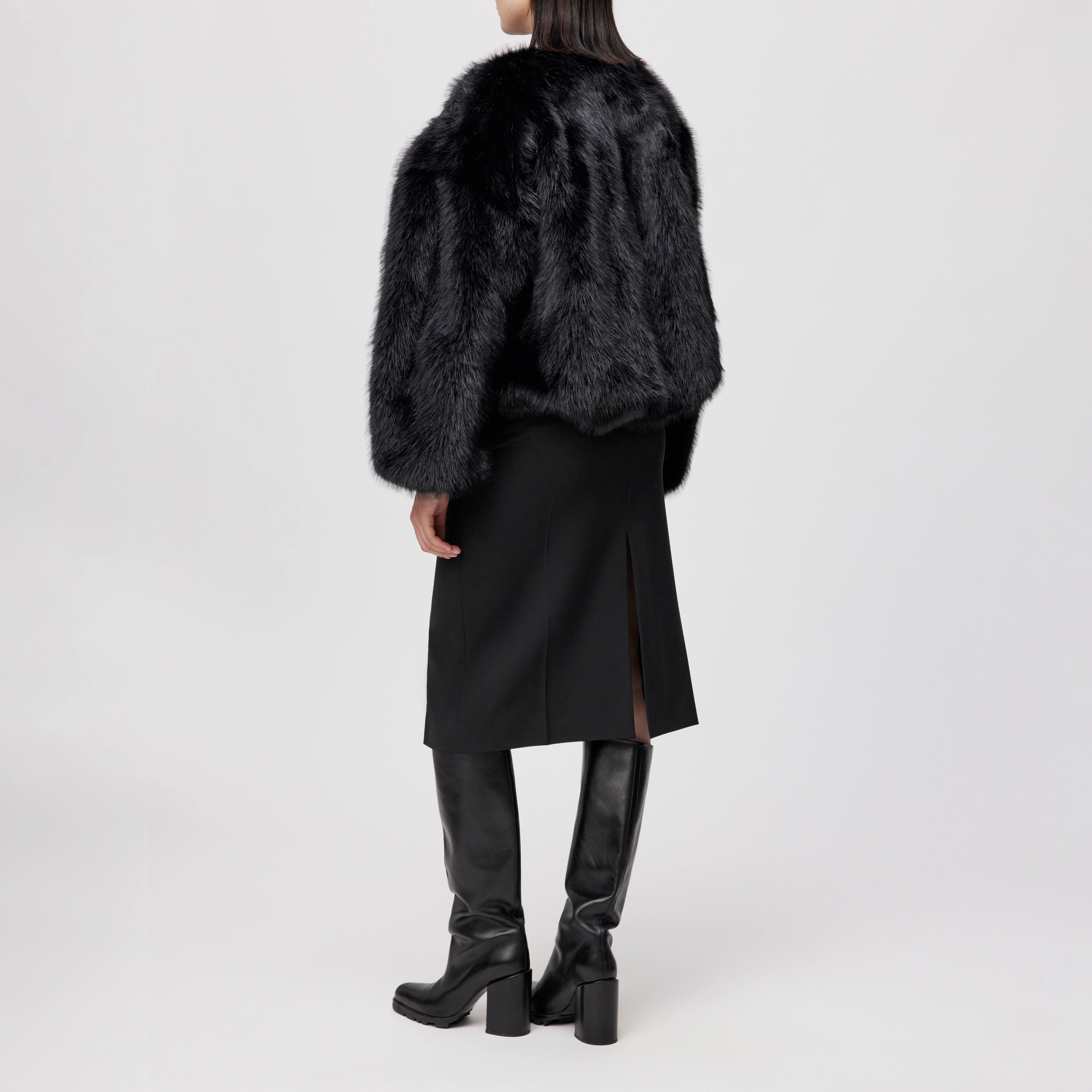 KILCHURN - Voluminöse Felljacke in Kunstfell - Damen - schwarz - Rückansicht