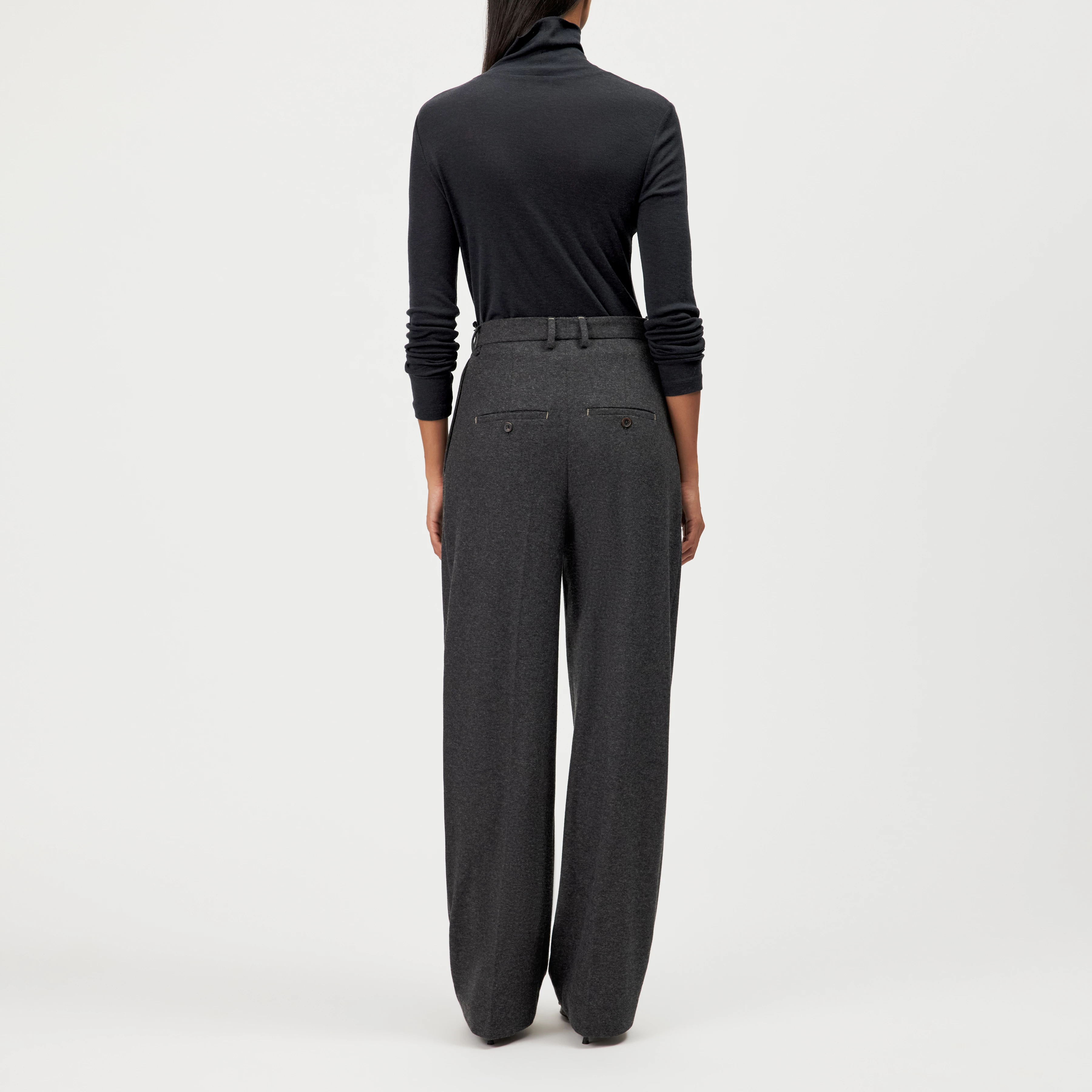 ZERAFNE - Slim long sleeve in lyocell-wool blend - women - grey - Rückansicht