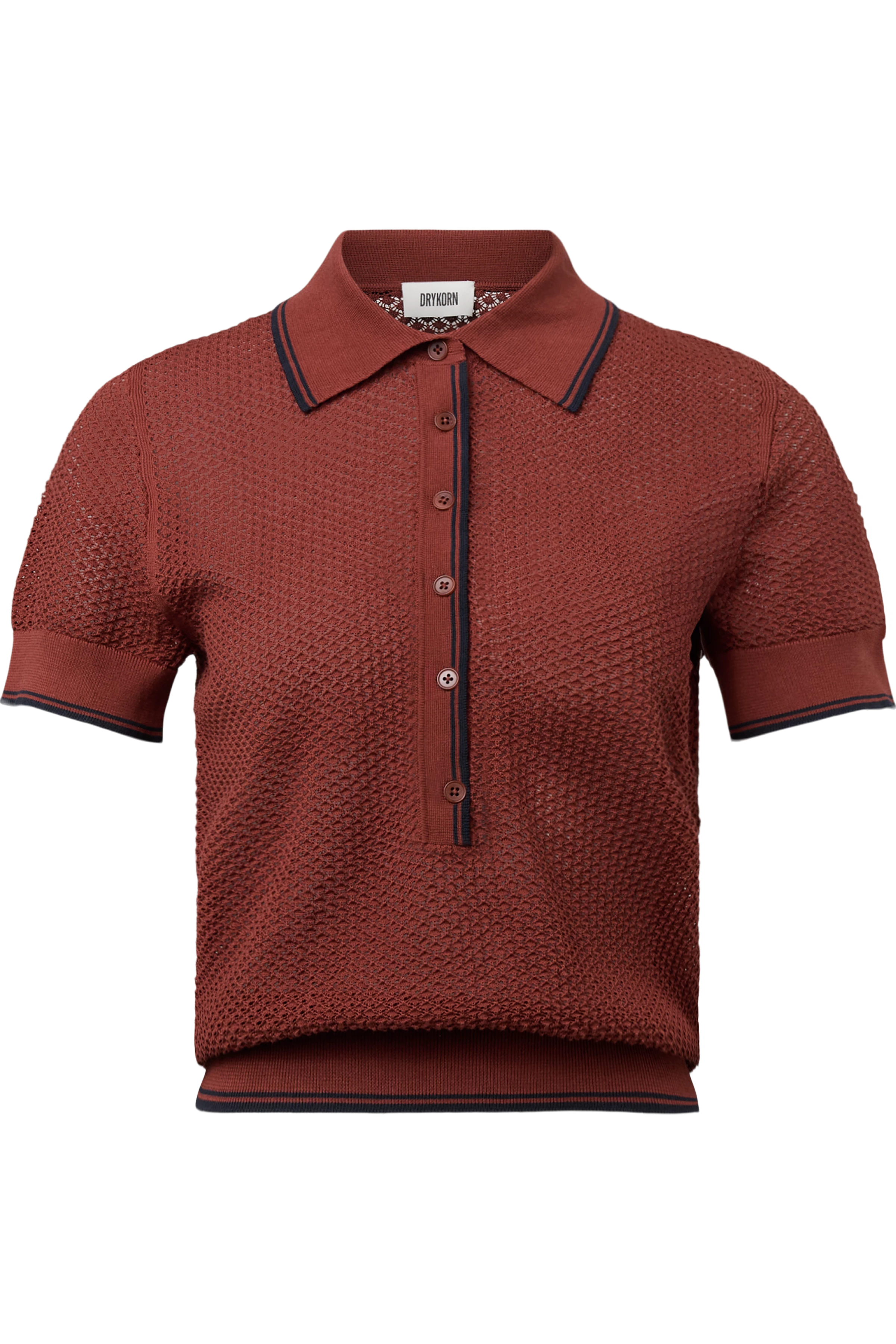 MEROPE - Short-sleeve knit polo in pure cotton - women - red - Freisteller Frontansicht