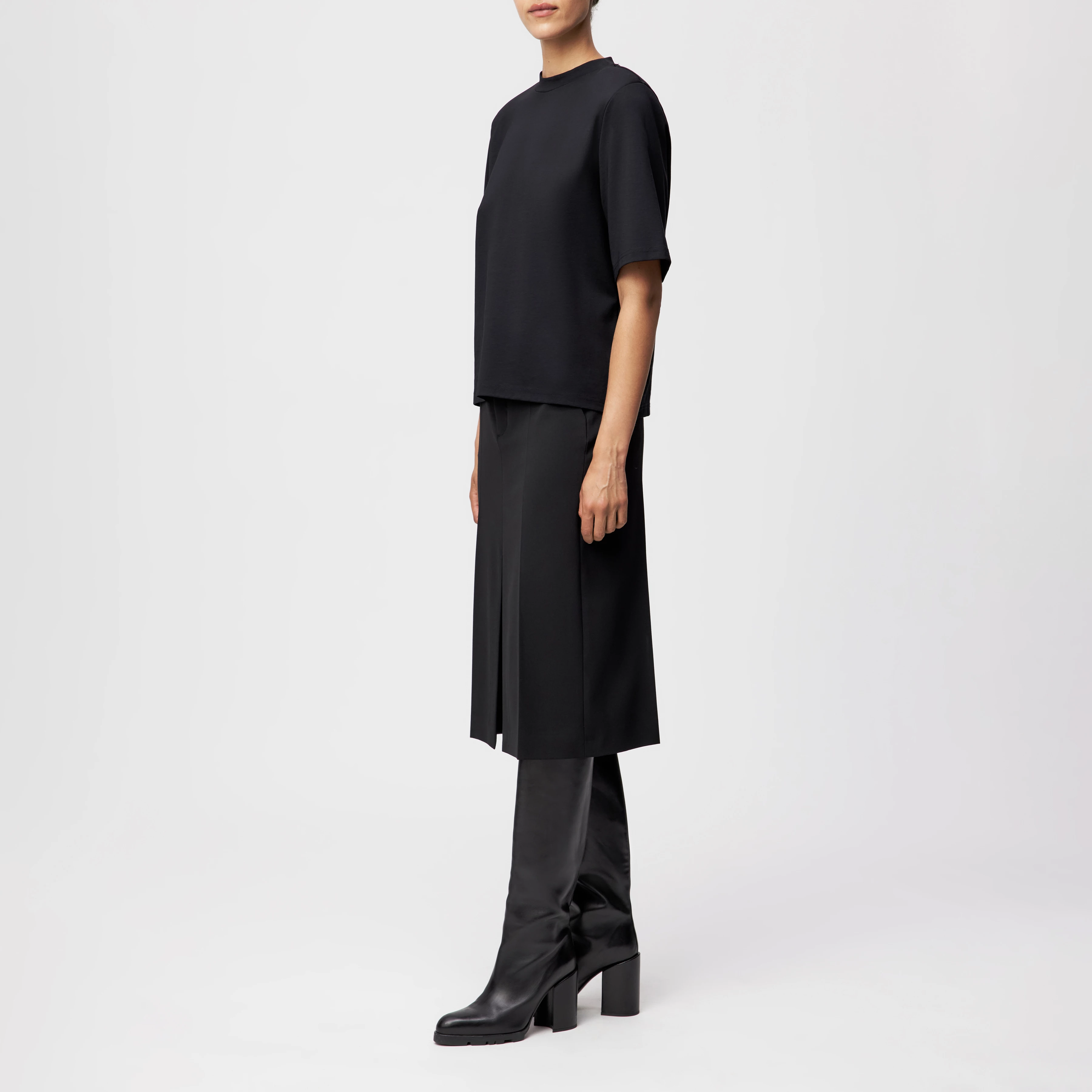 TADURA - T-shirt in lyocell blend - women - Natural Aluminium - Seitenansicht