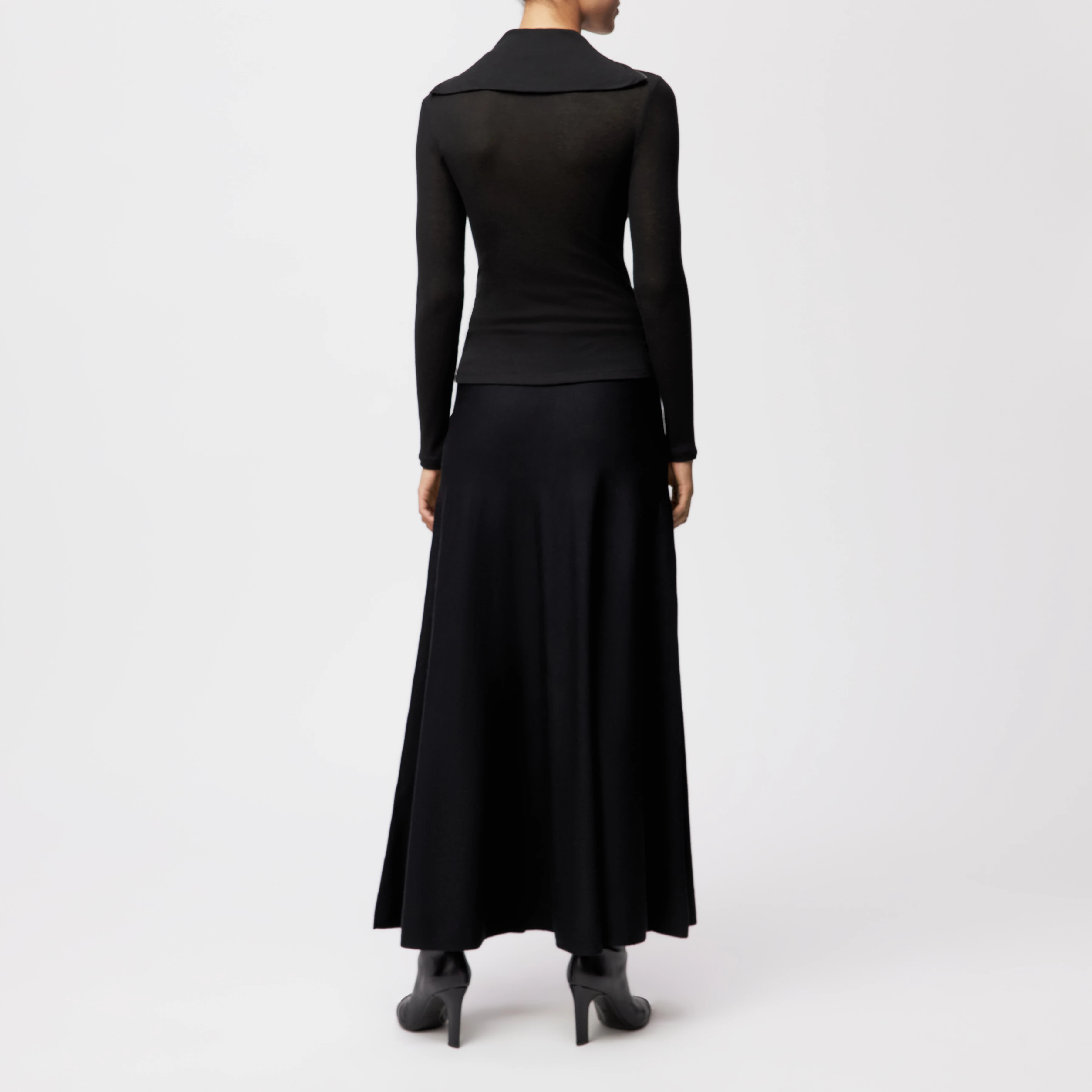 PAVIMA - Long-sleeved top in lyocell-wool blend - women - Natural Aluminium - Rückansicht