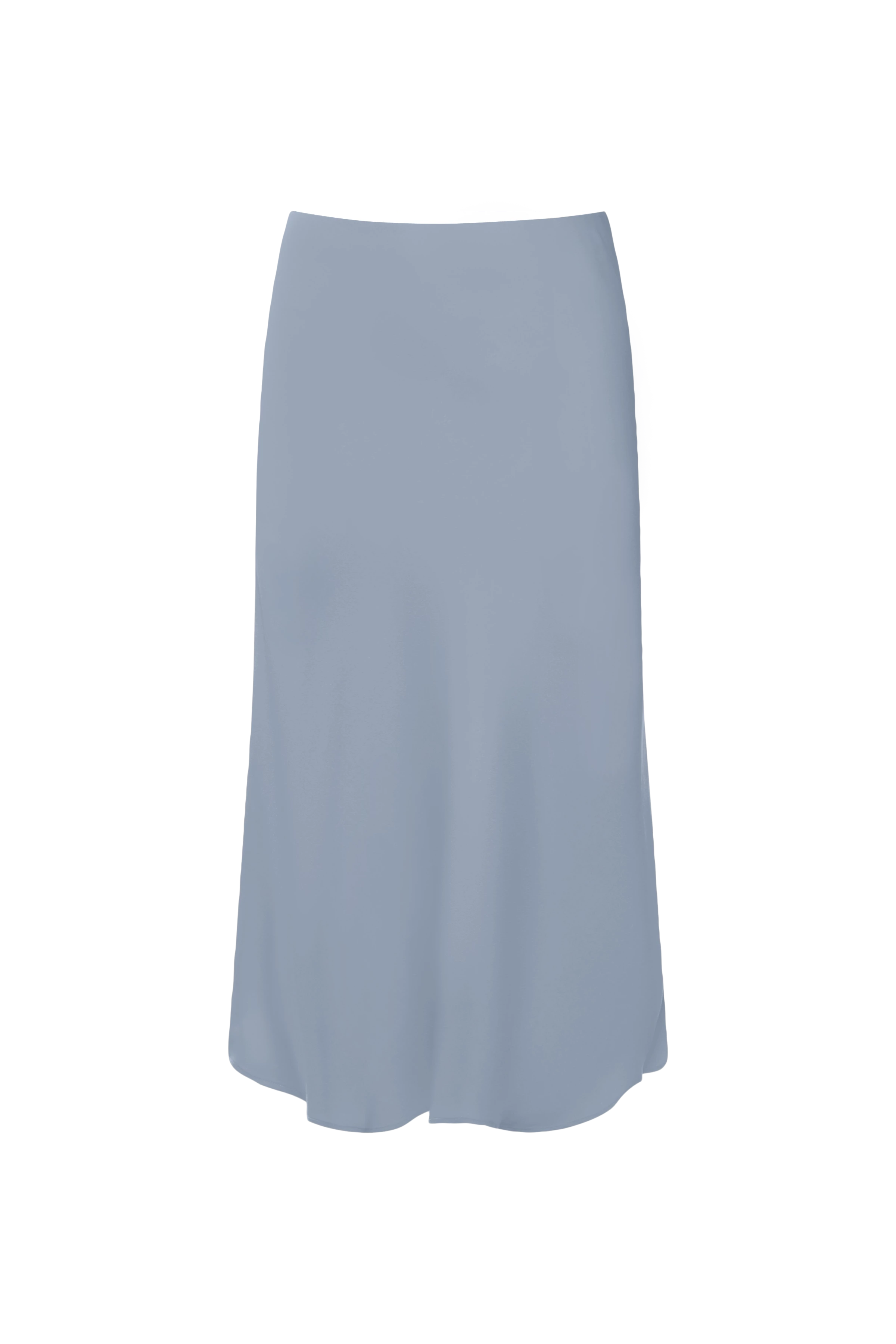 URA - Mid-length slip skirt in satin - women - blue - Freisteller Frontansicht