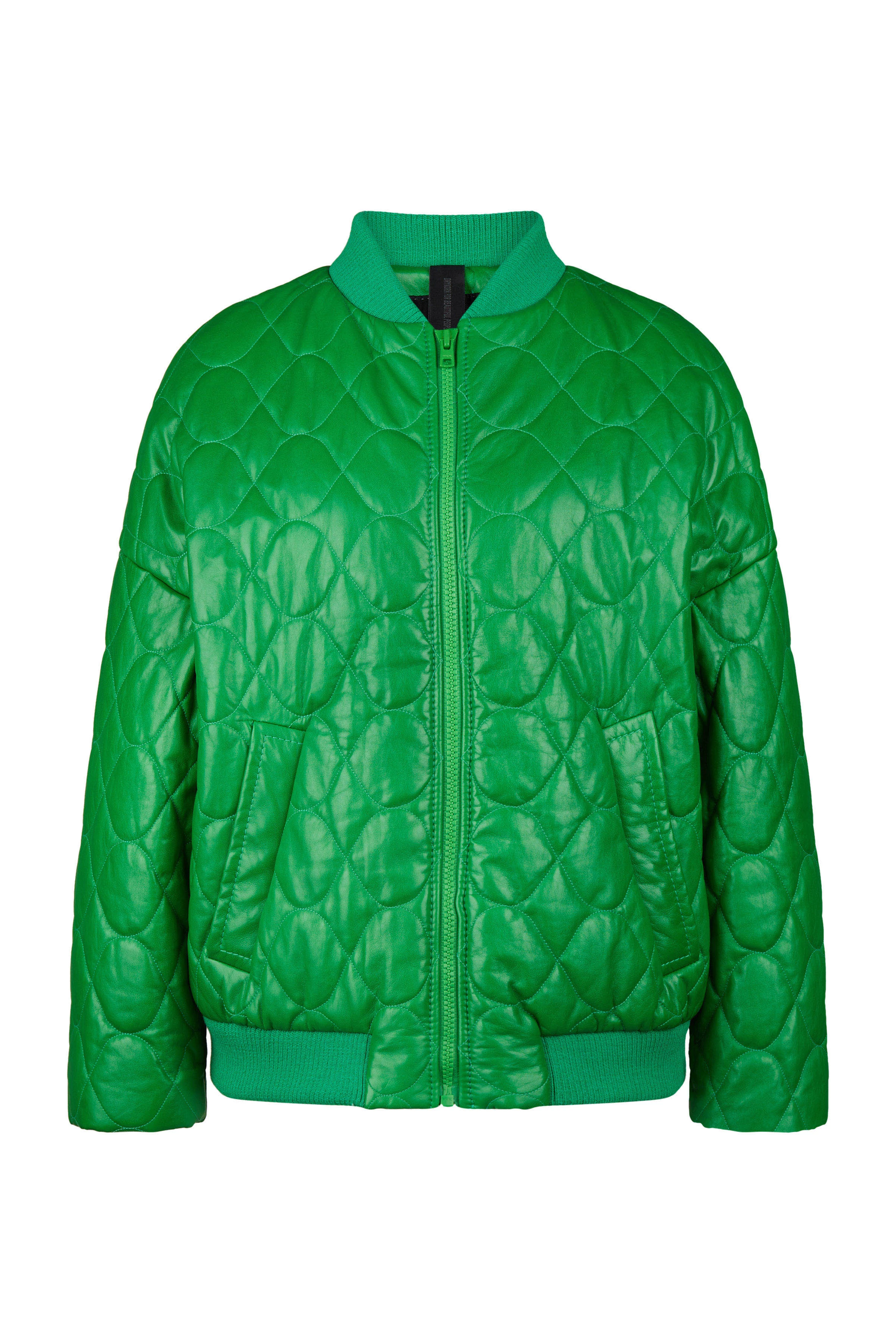 SHAND - Bomberjakke i nappalæder - women - grøn - Freisteller Frontansicht