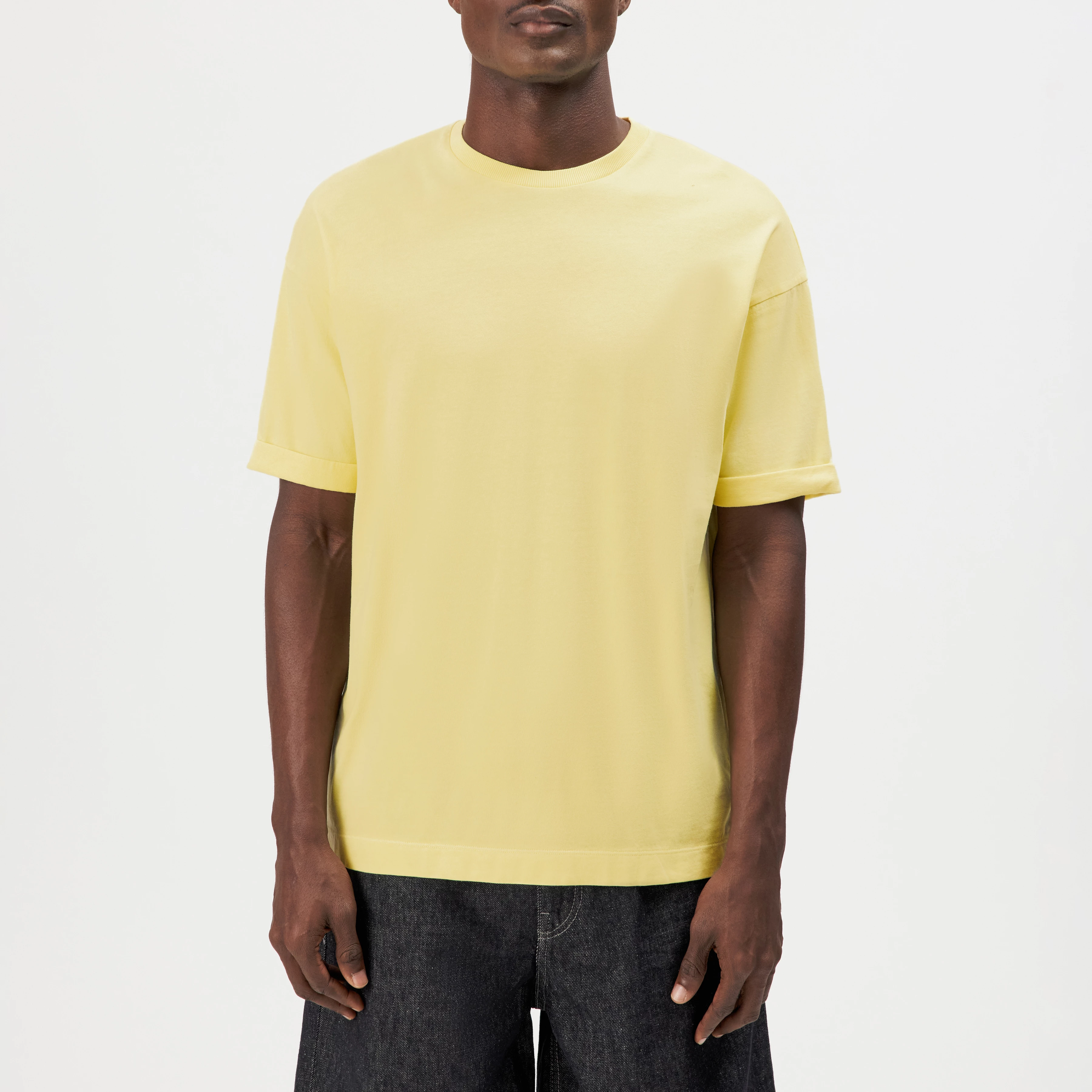 THILO - Relaxed fit T-shirt in soft cotton with washed look - men - yellow - Frontansicht