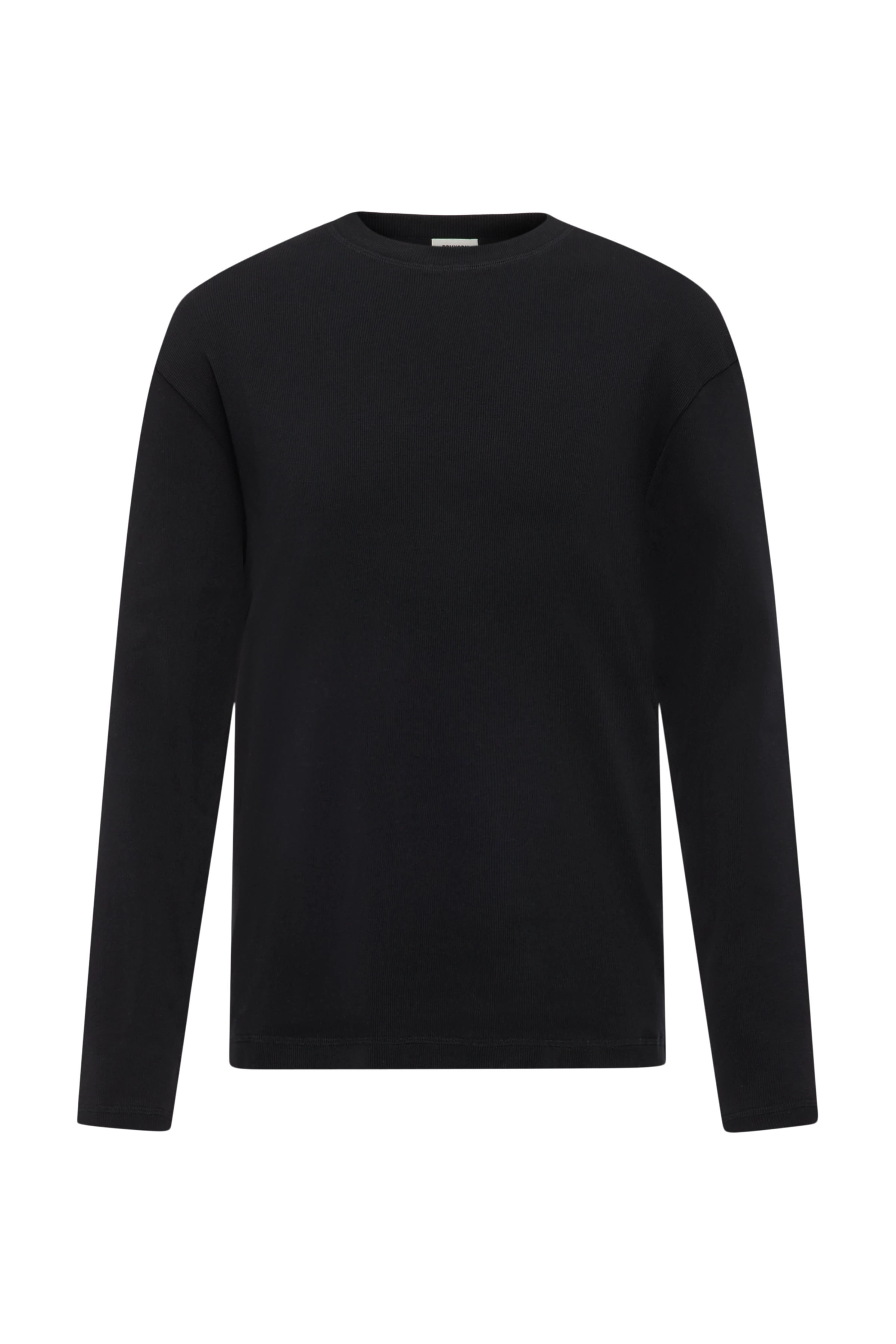 TALDOR - Longsleeve in gewaschener Rippe - Herren - schwarz - Freisteller Frontansicht