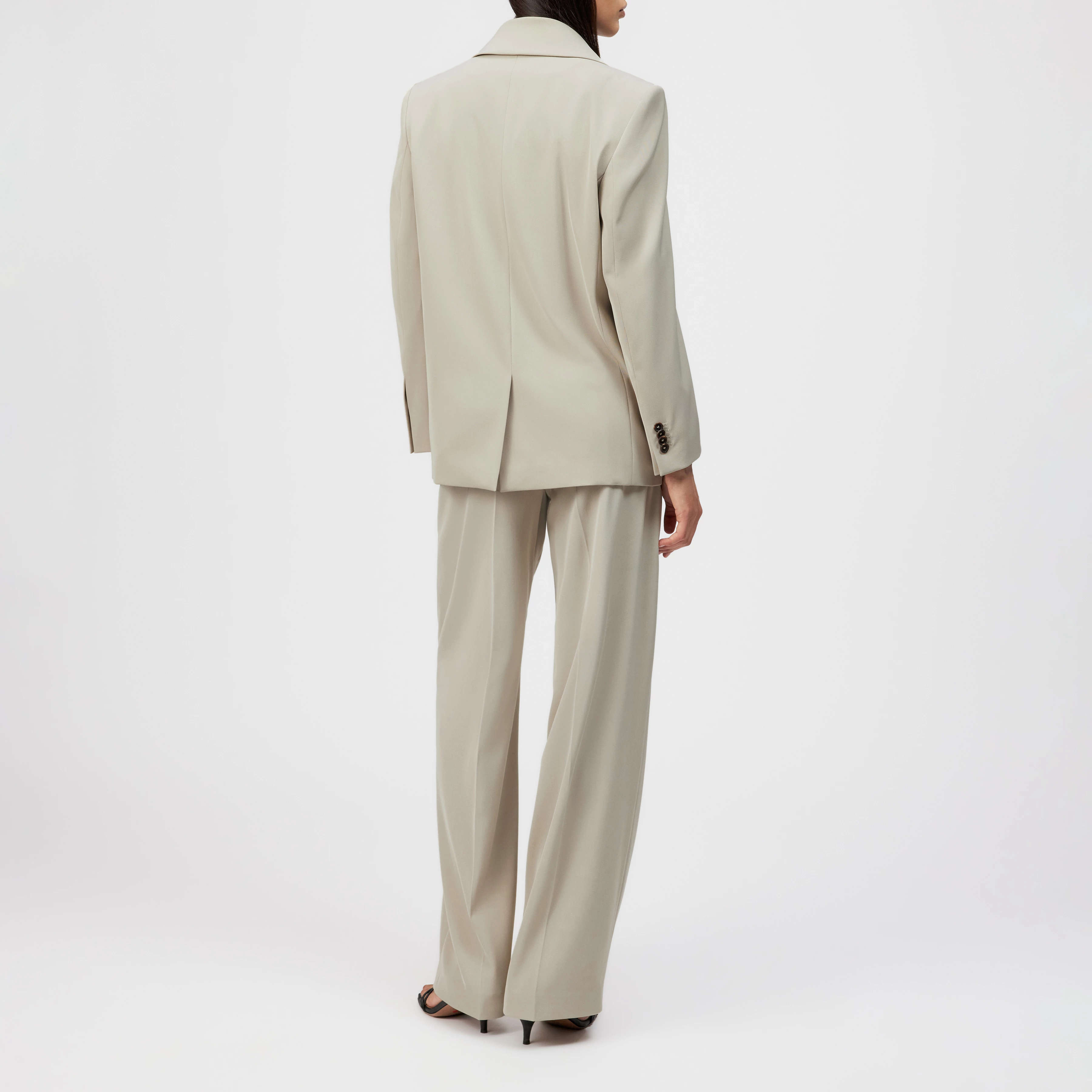 HADLOW - Double-breasted twill blazer with lapels - women - beige - Rückansicht