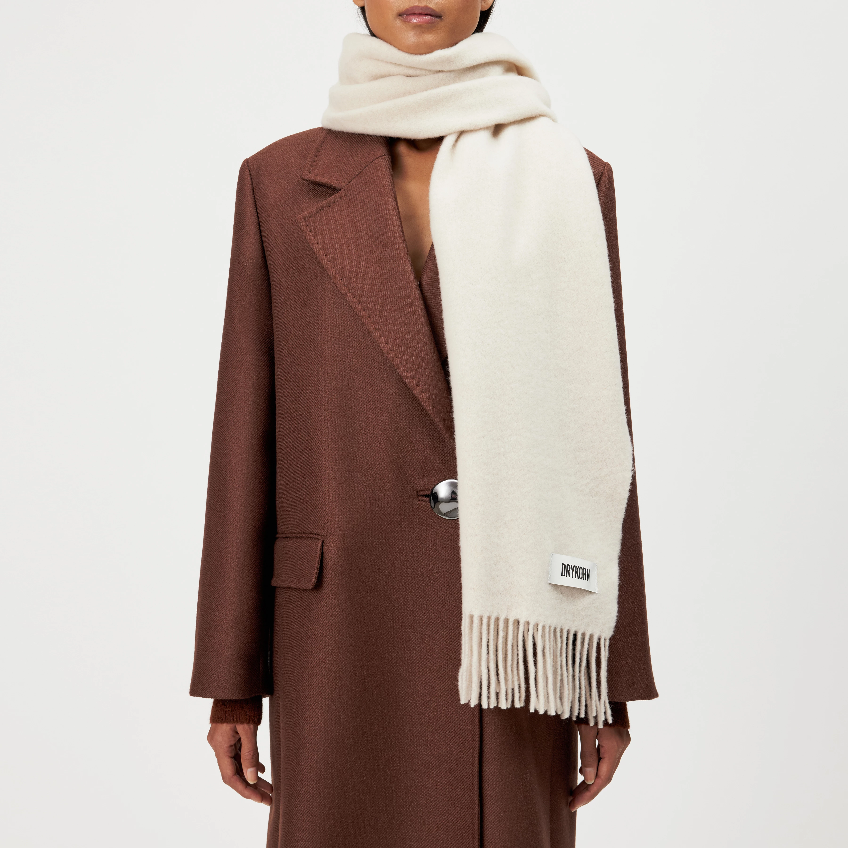 GAZE_4 - Schal in Wolltwill - Unisex - beige - Frontansicht