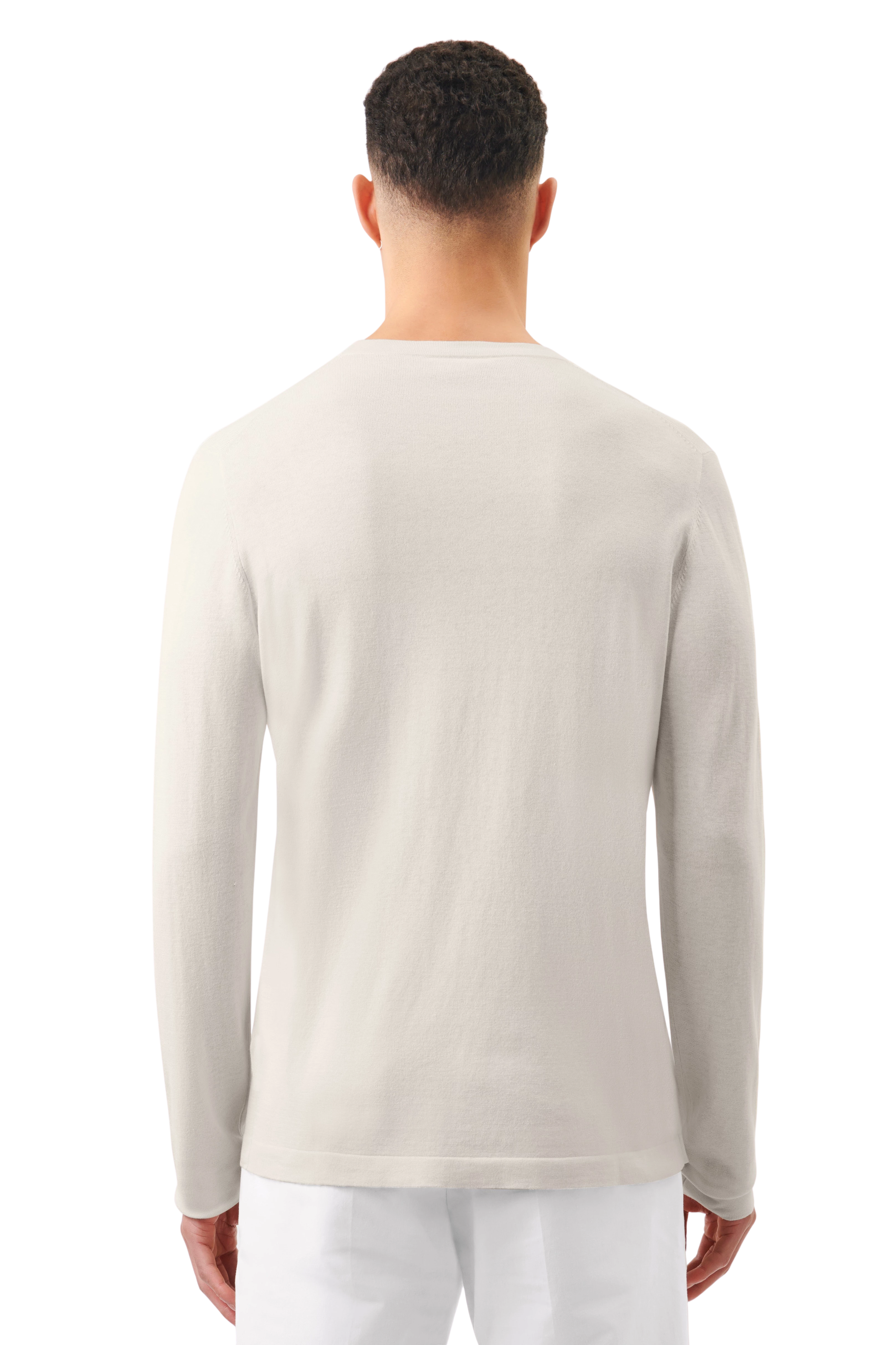 IRMINO - Longsleeve in silk-cotton mix - men - beige - Rückansicht