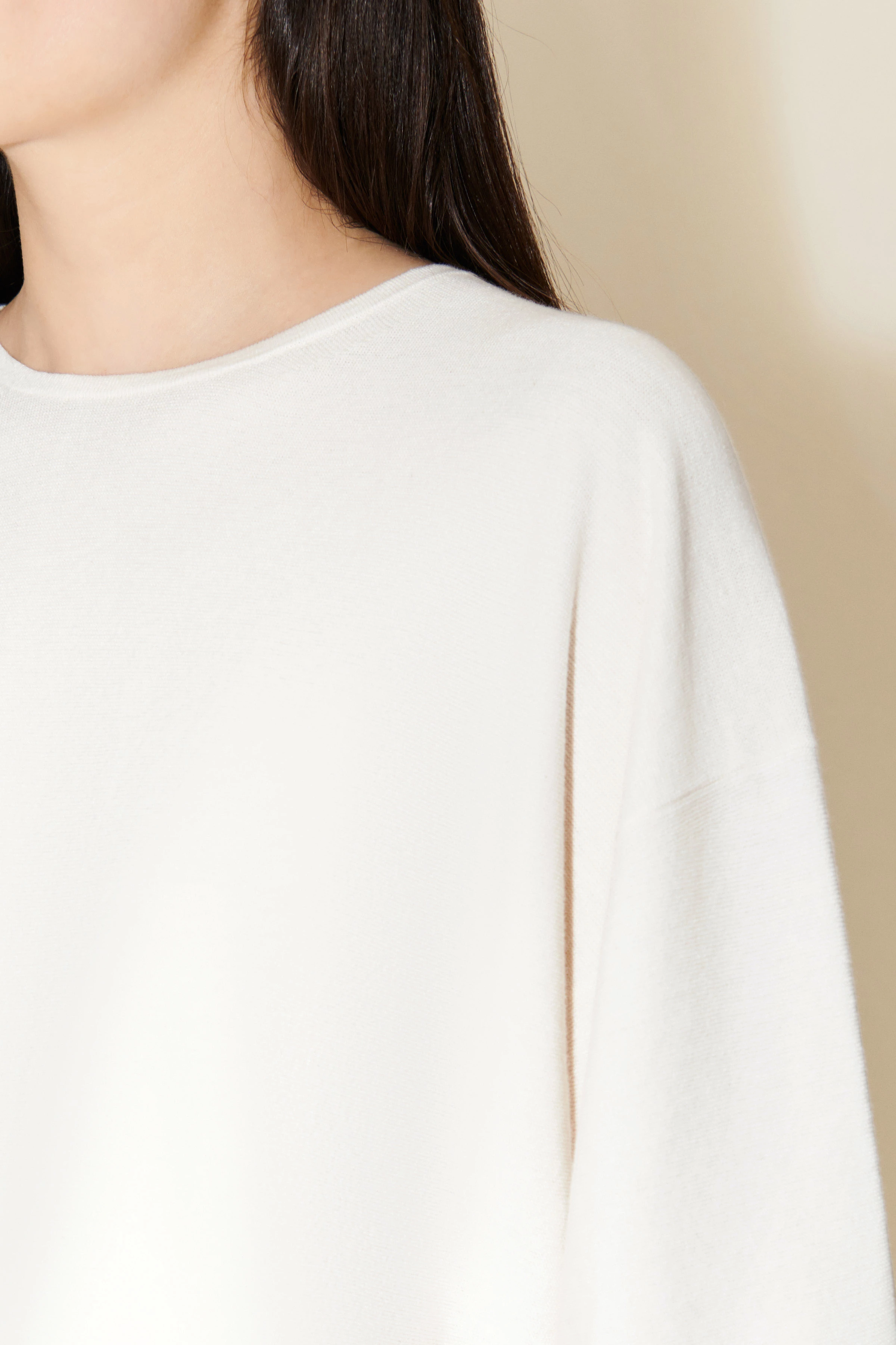 NILAY - Oversized Strick-T-Shirt in Baumwolle-Kaschmir - Damen - beige - Seitenansicht