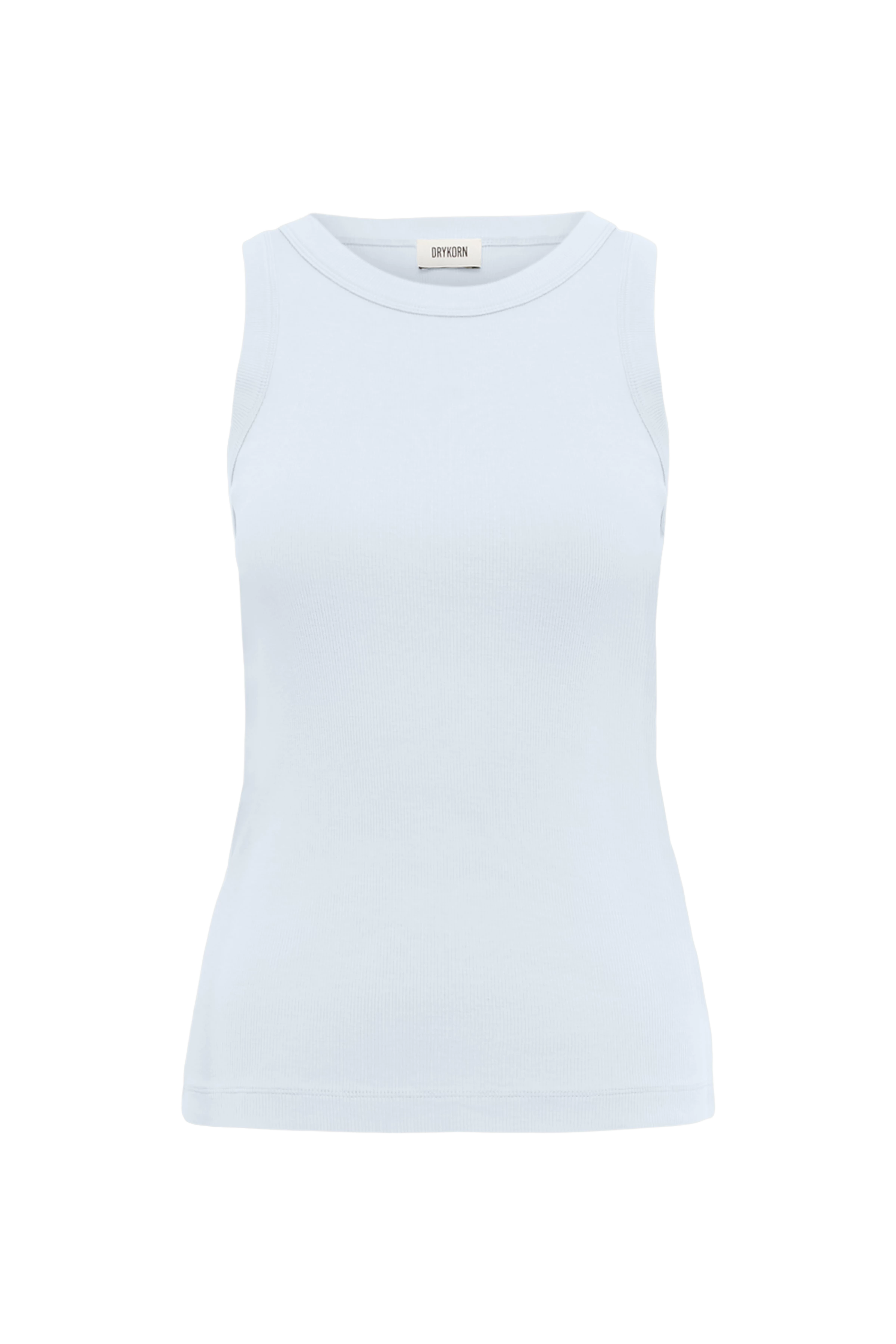 OLINA - Cotton ribbed crew neck tank top - women - blue - Freisteller Frontansicht