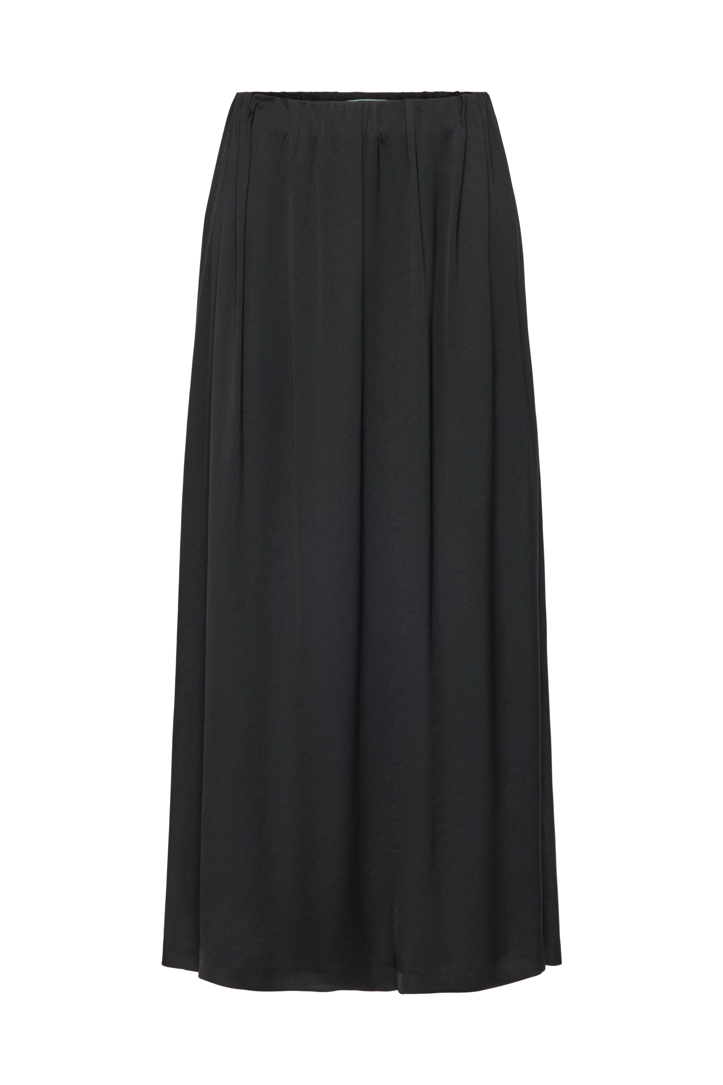 IDONEA - Midirock mit elastischem Bund in Satin - Damen - schwarz - Freisteller Frontansicht