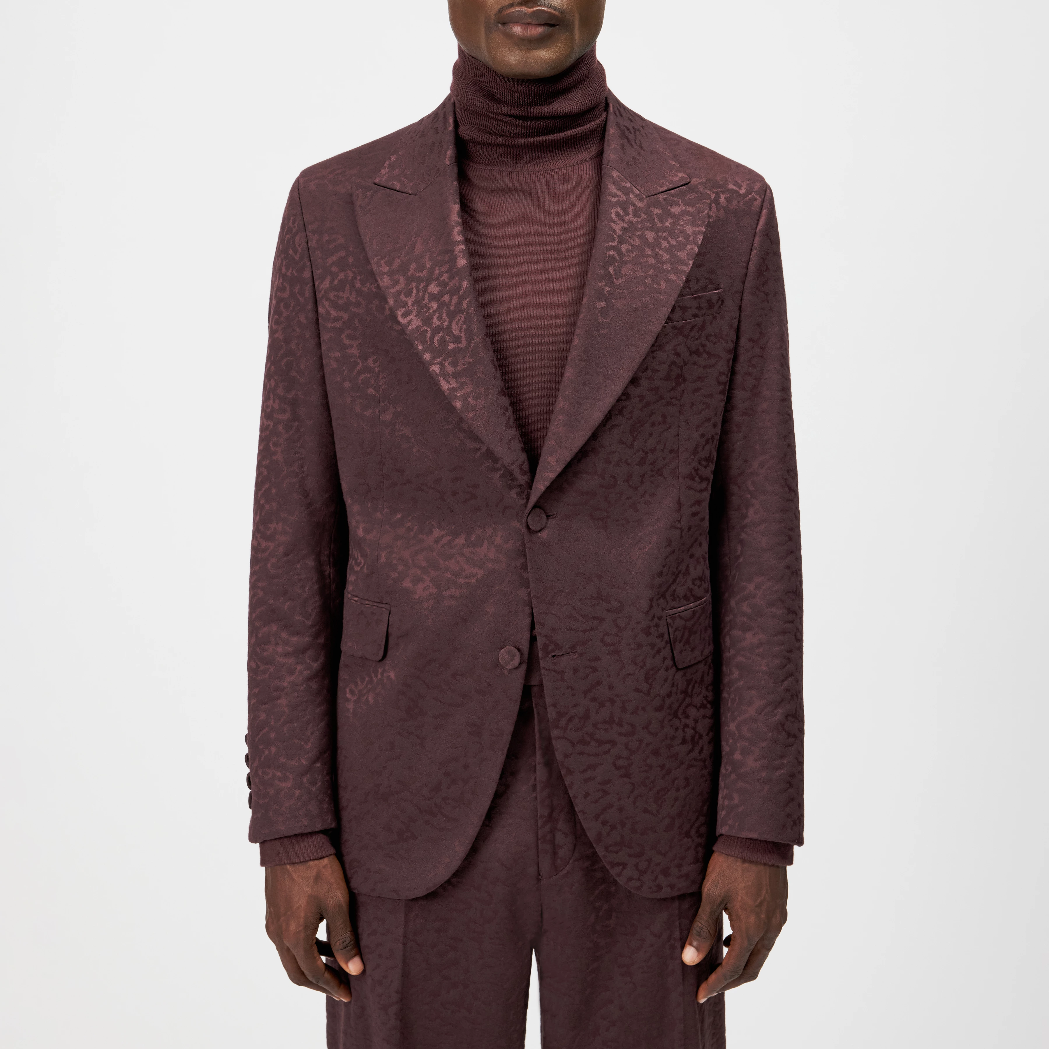 JACATO - Dinner jacket in leopard jacquard - men - red - Frontansicht