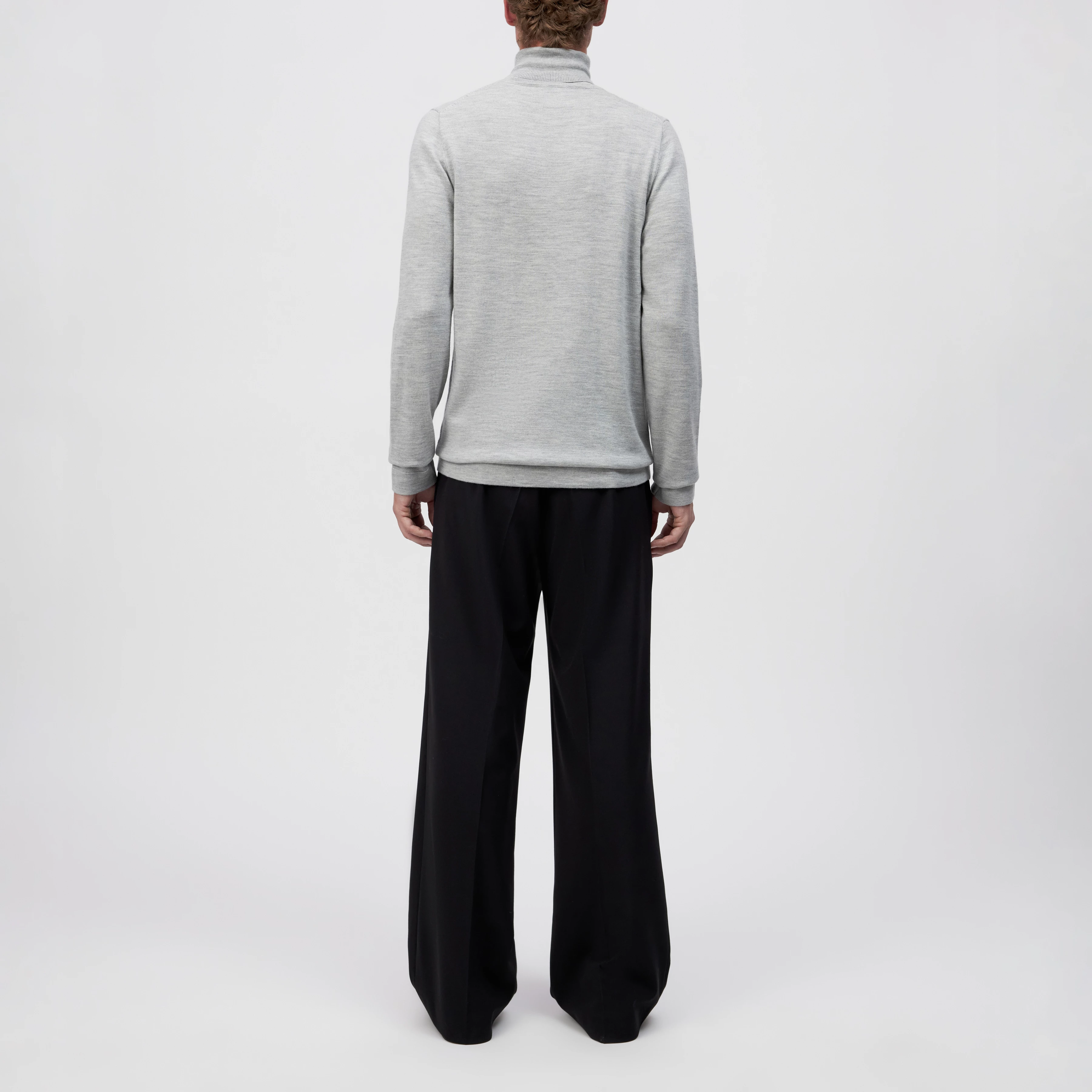 JOEY - Turtleneck jumper in 100% merino wool - men - grey - Rückansicht