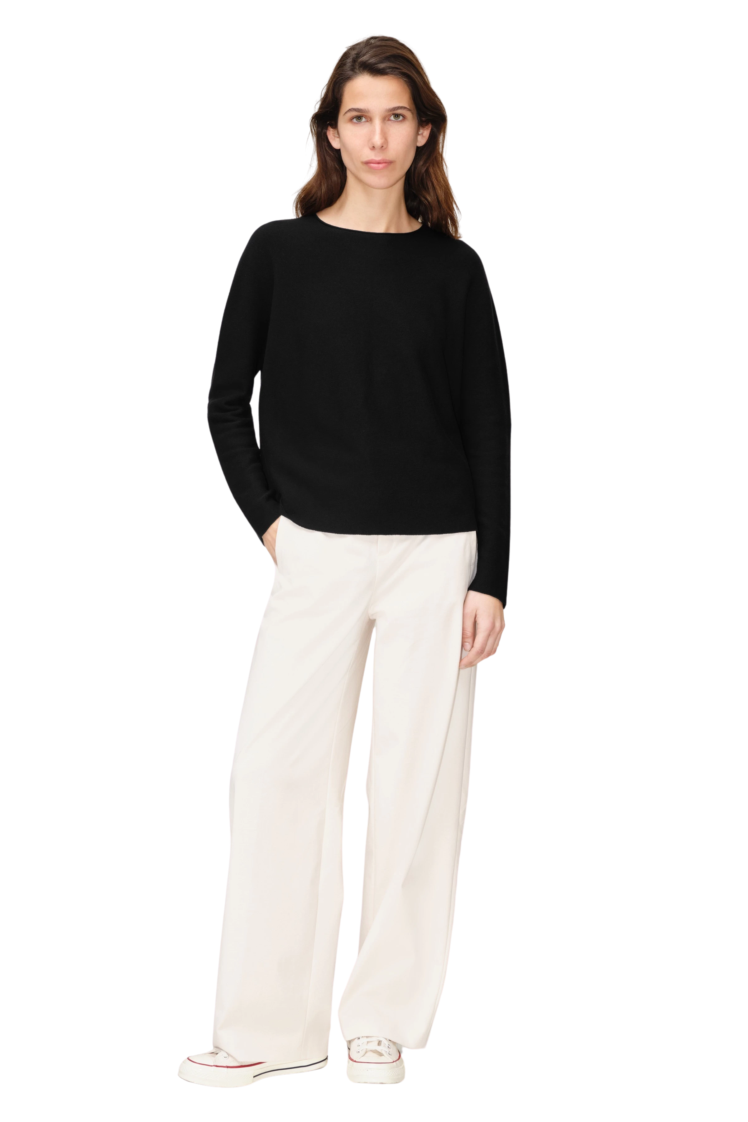 KIRLA - T-shirt in lyocell-cotton jersey - women - Natural Aluminium - Ganzkörper-Frontansicht