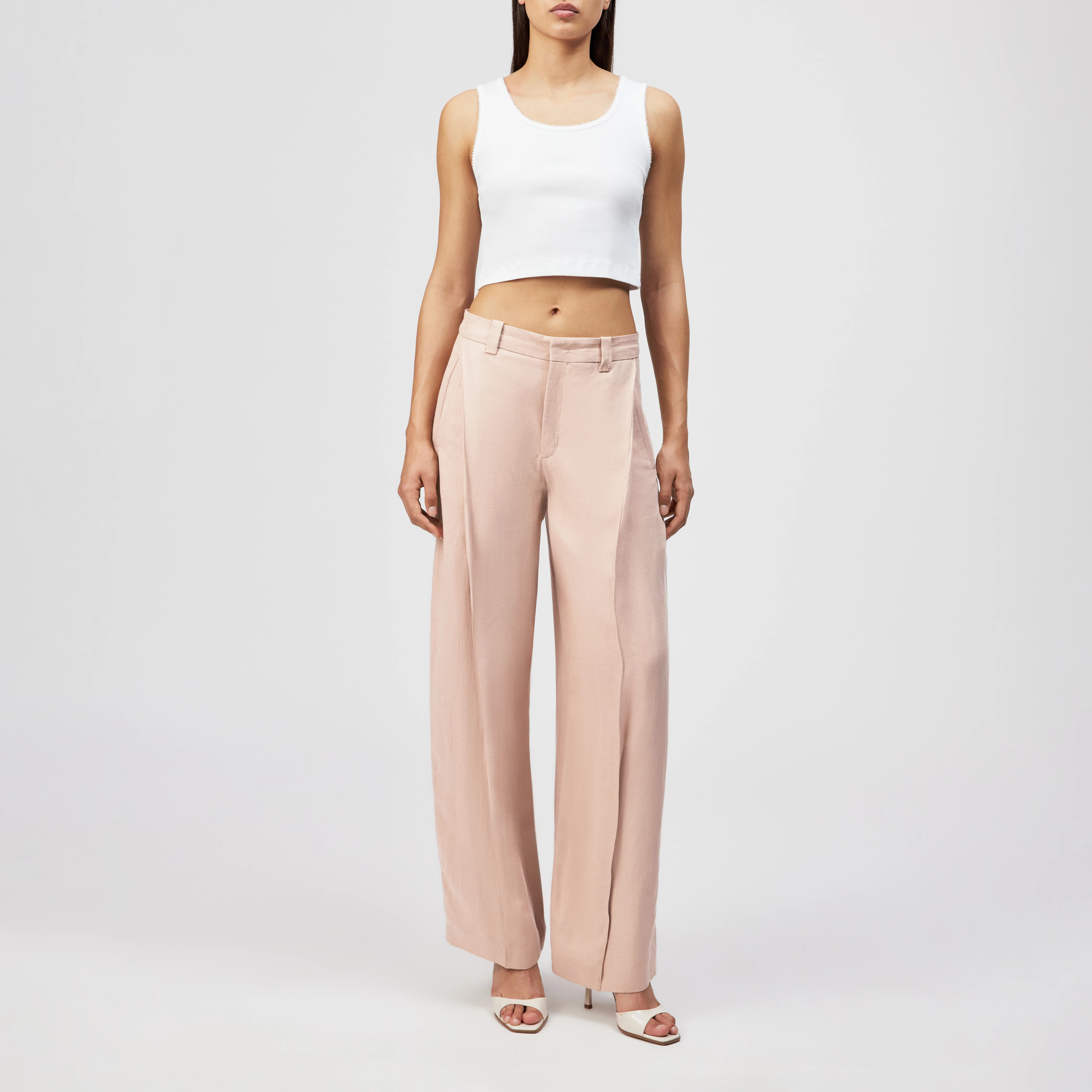UNPACK - Leinenhose in fließendem Twill - Damen - orange - Ganzkörper-Frontansicht