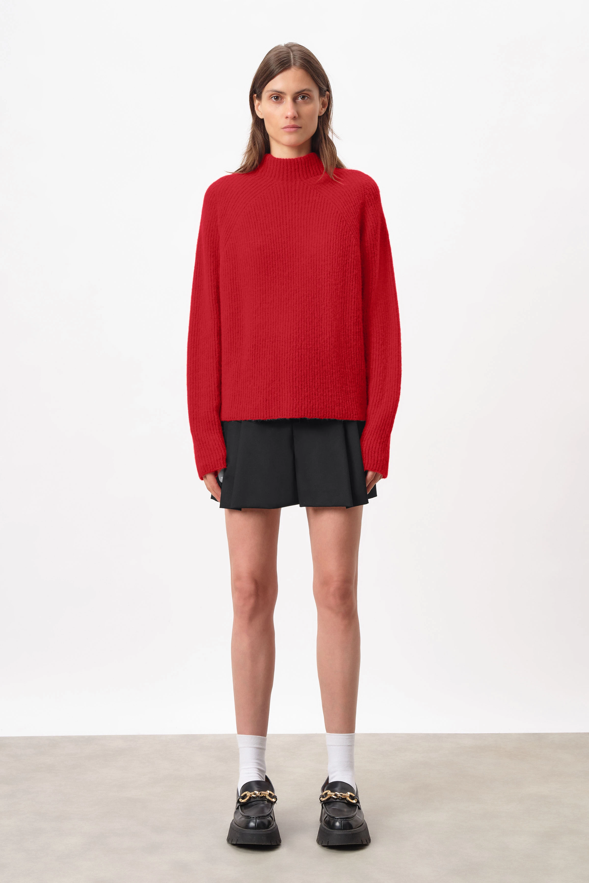 IONYA - Pullover mit Miniturtle in Alpaka-Woll Mix - Damen - rot - Ganzkörper-Frontansicht