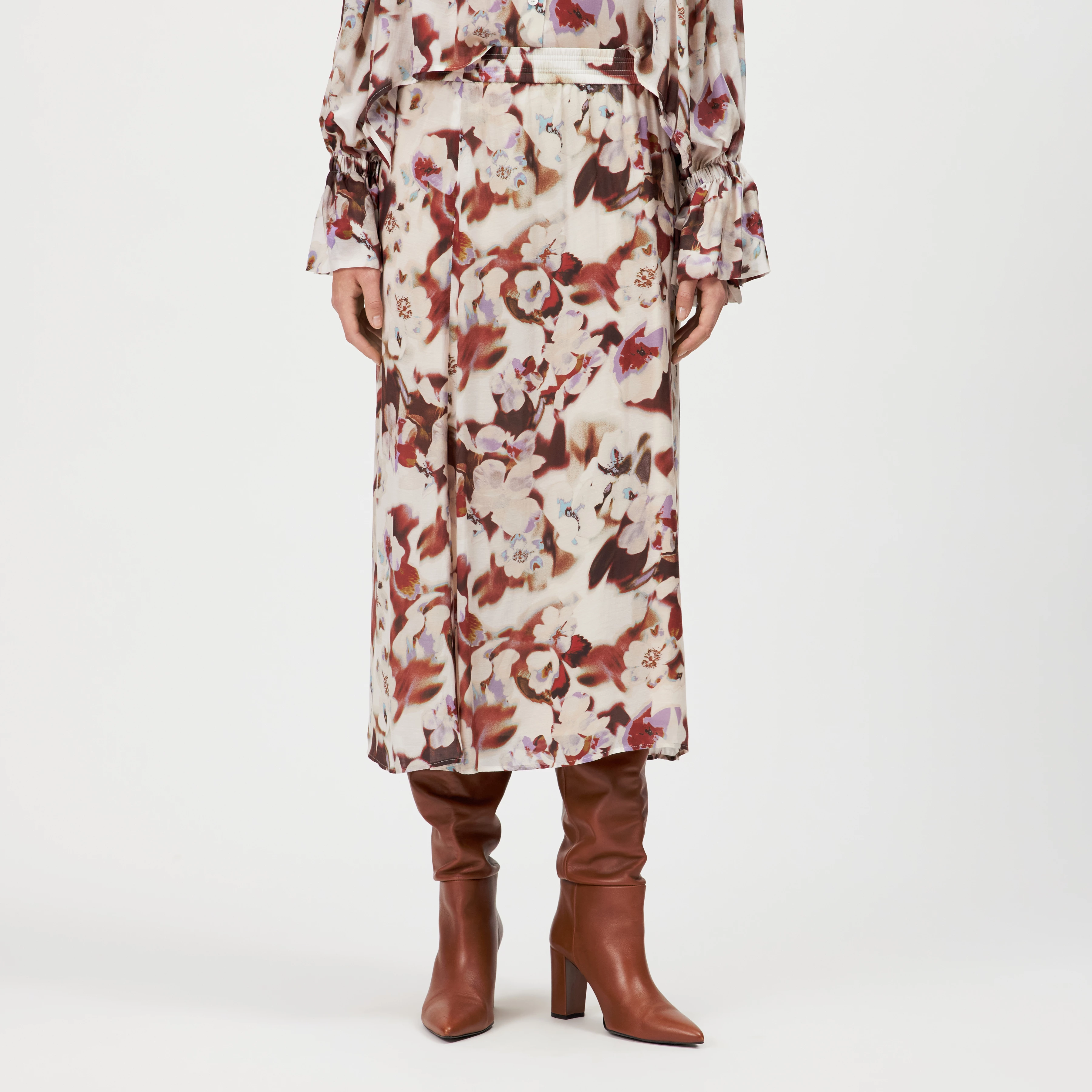 ELARIN - Jupe longue imprimée en Cupro-Modal - women - beige - Frontansicht