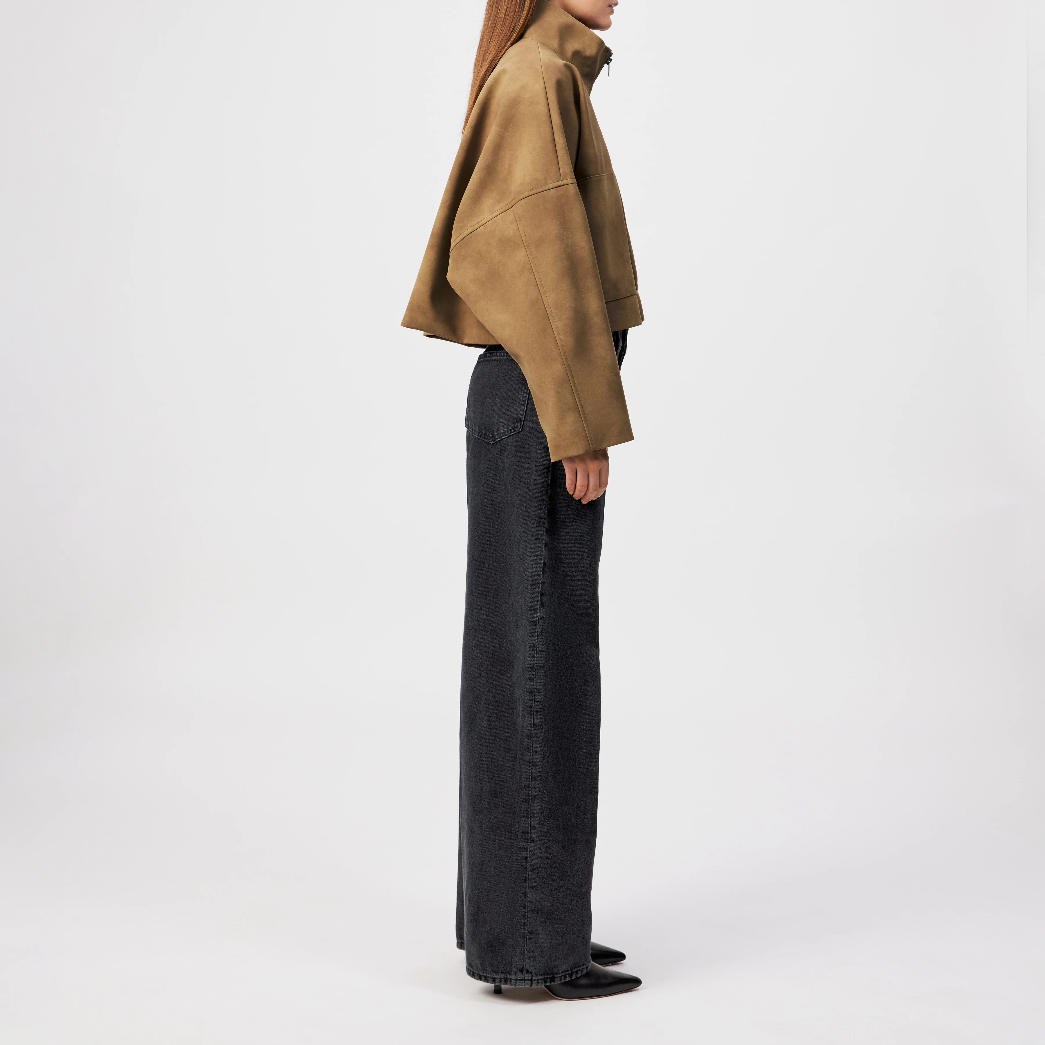 ELSTOW_1 - Oversized jacket in leather look - women - brown - Seitenansicht