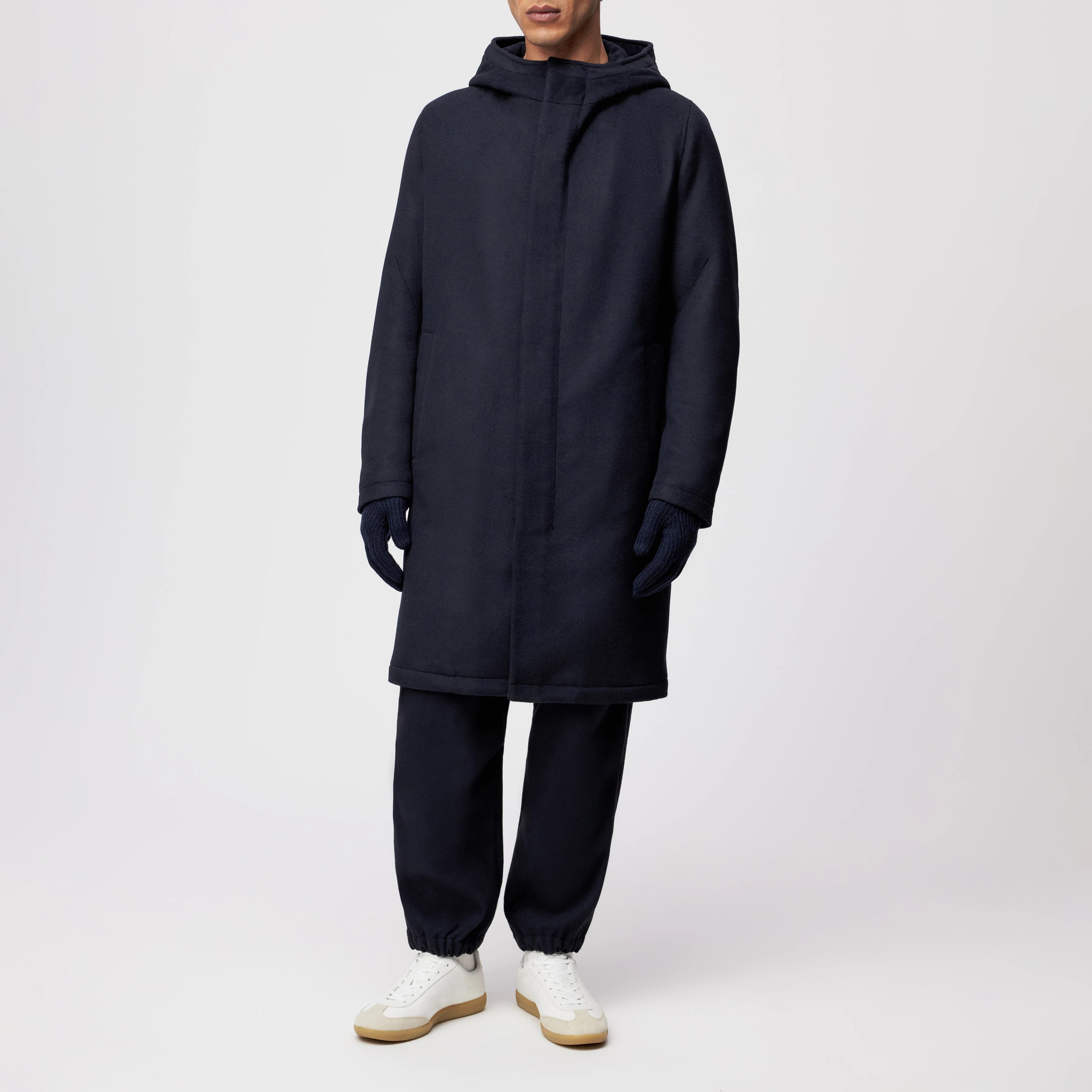 NAUKANO - Mantel mit Kapuze in Flanell - Herren - blau - Frontansicht