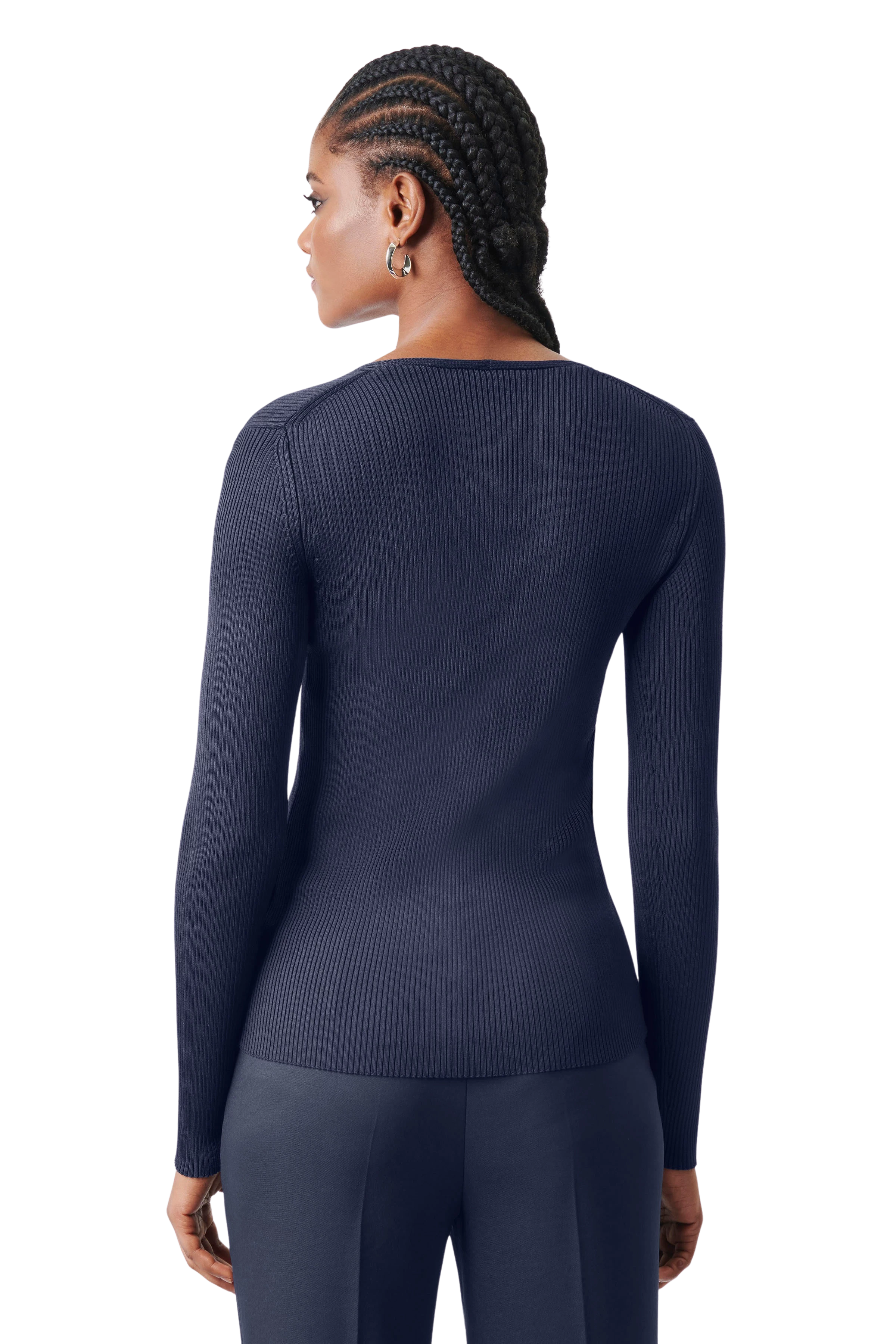 ANIELY - Ribbed cardigan in acetate mix - women - blue - Rückansicht