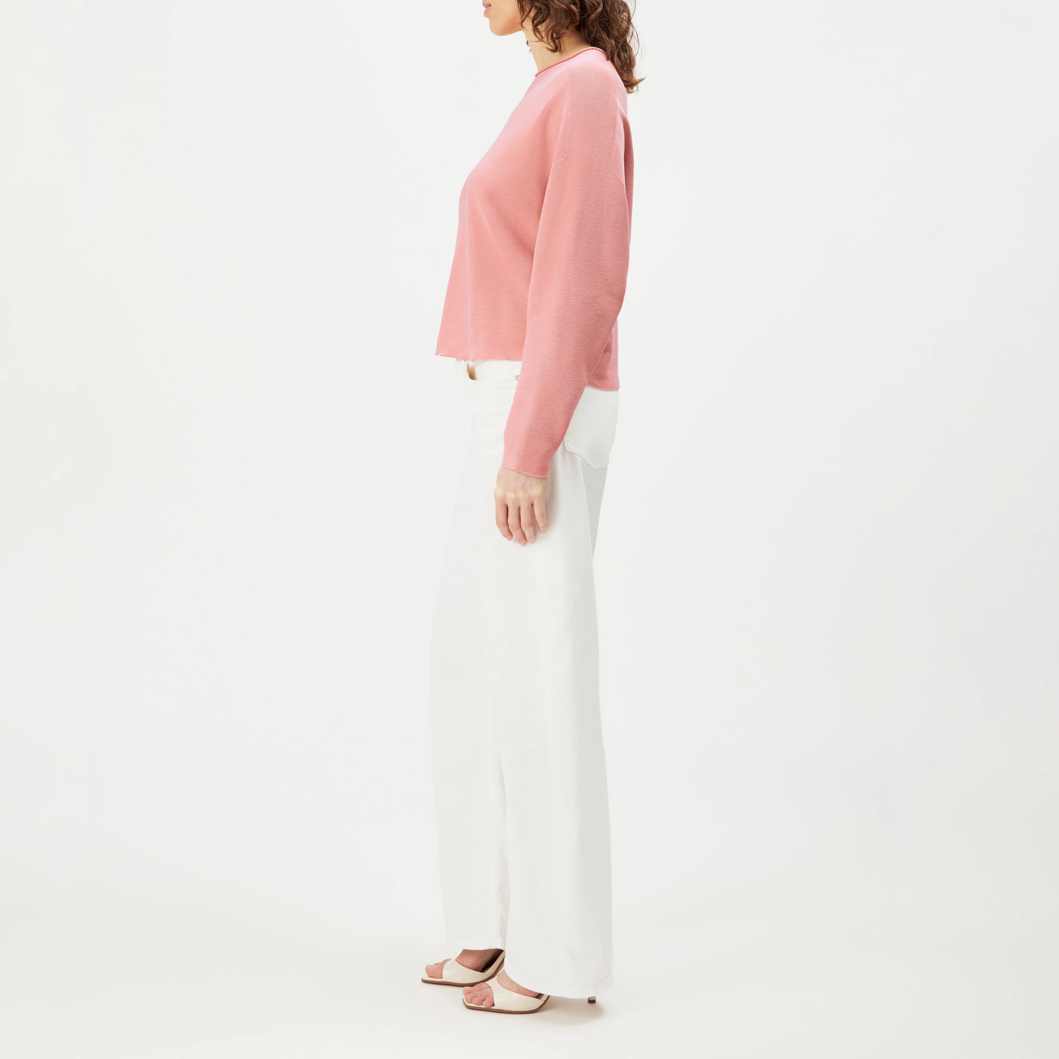 MEAMI - Cropped egg-shape pullover in pure cotton - women - orange - Seitenansicht