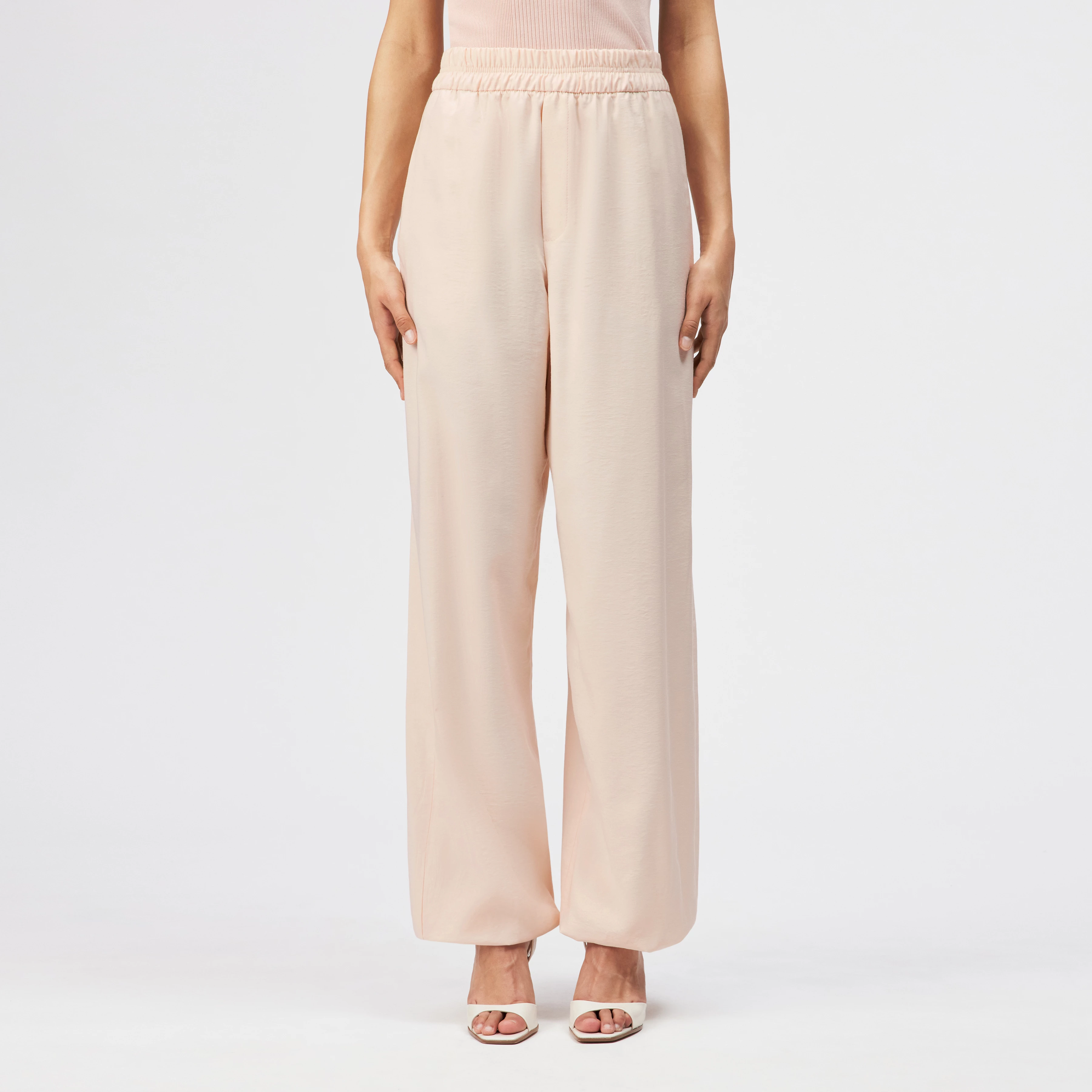 EITHER - Pantalon large en twill de viscose - women - orange - Frontansicht