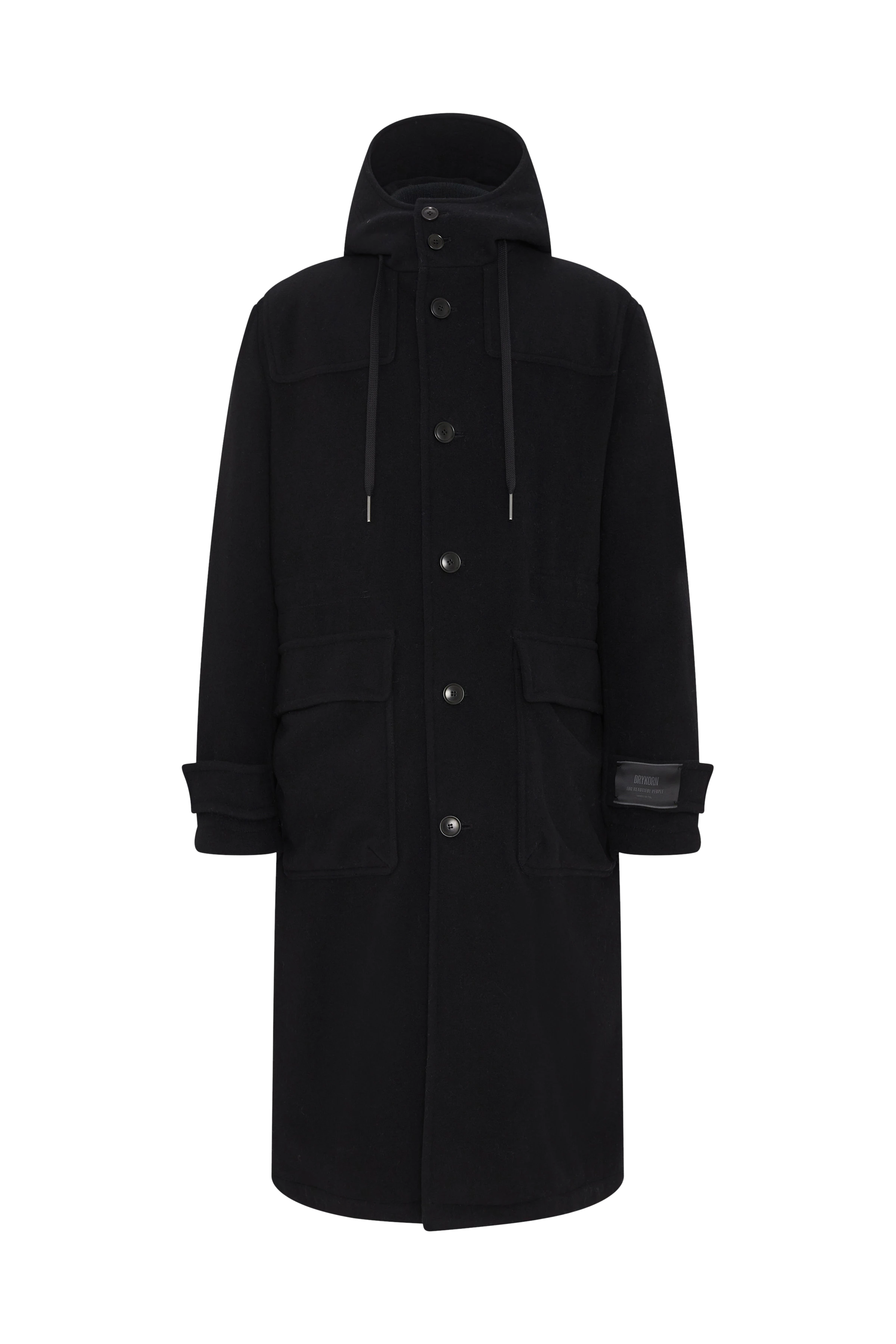 LORION - Parka met kap in wol fleece - heren - zwart - Freisteller Frontansicht