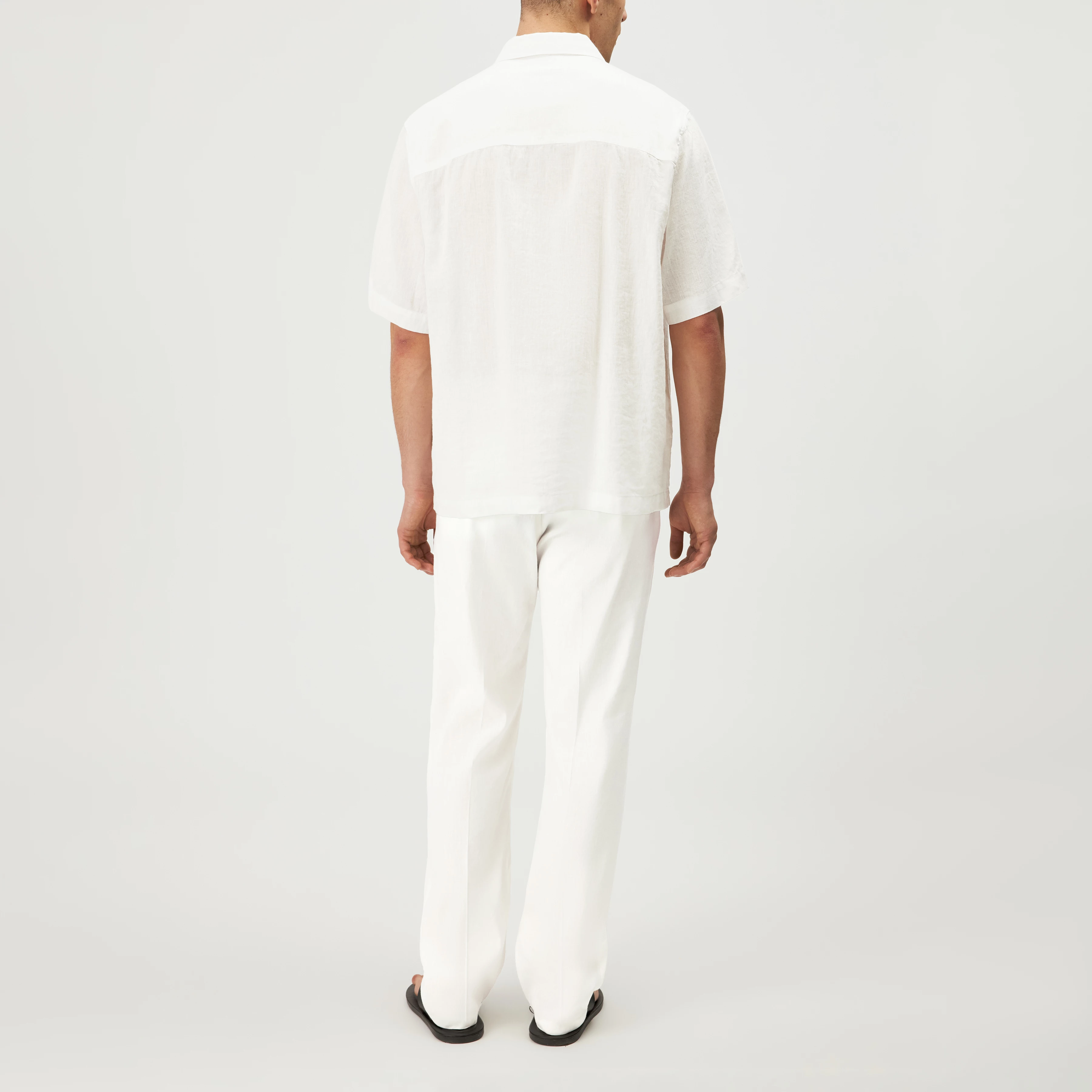 MERYN - Short-sleeve linen blend shirt - men - white - Rückansicht