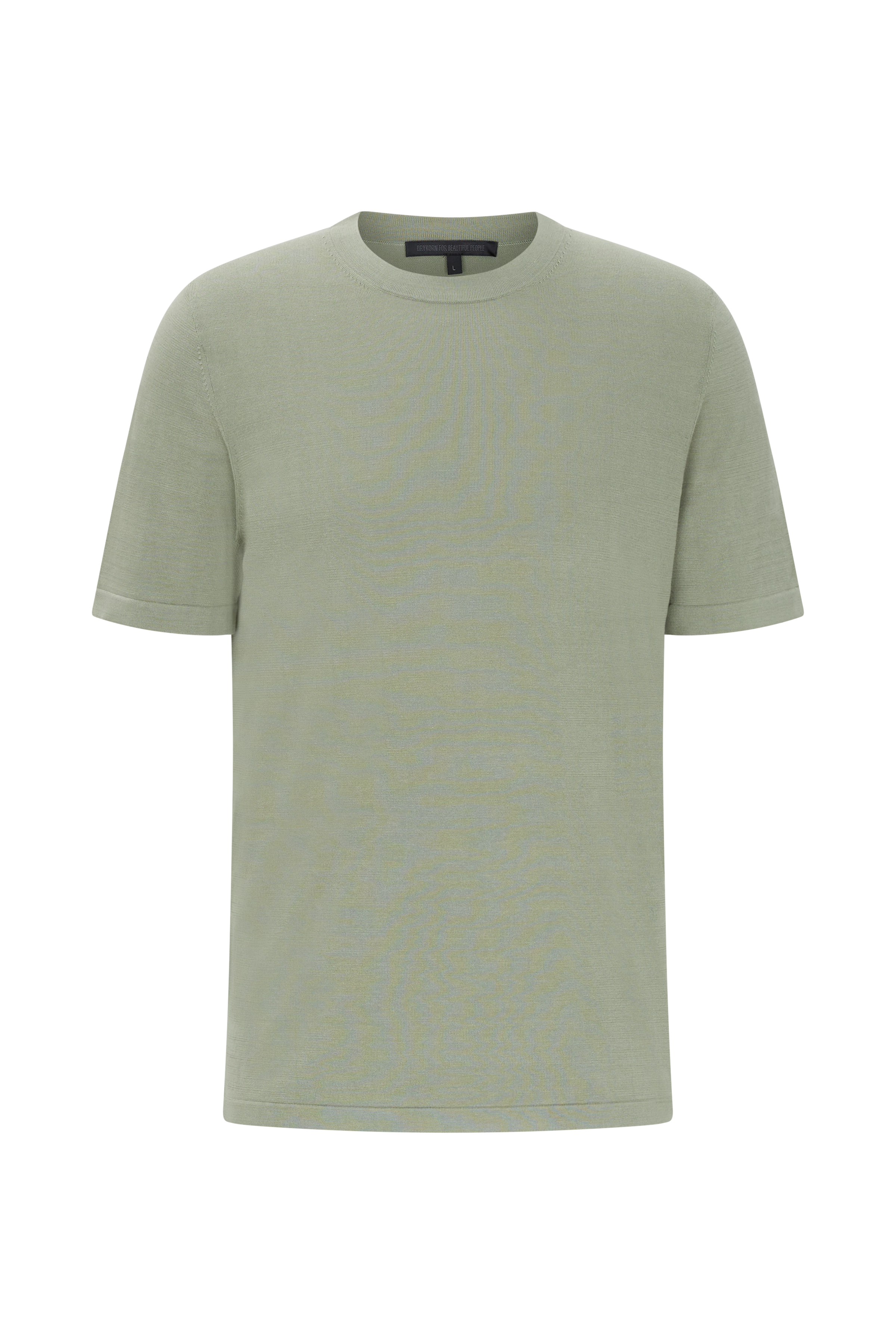 VALENTIN - knitted t-shirt with wide cuffs in pure cotton - men - green - Freisteller Frontansicht