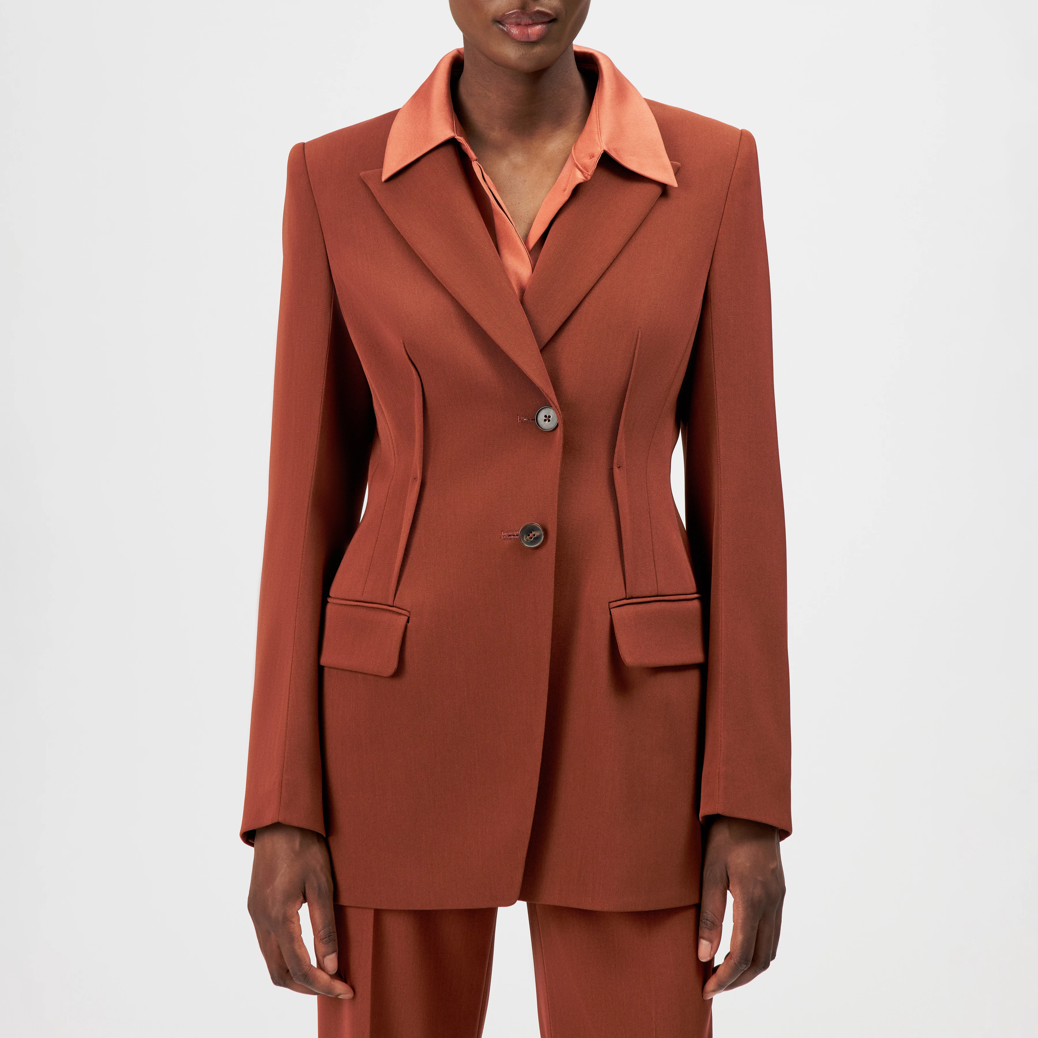 BROCKLEY - Blazer ajusté à un bouton en techno-twill - women - rouge - Frontansicht