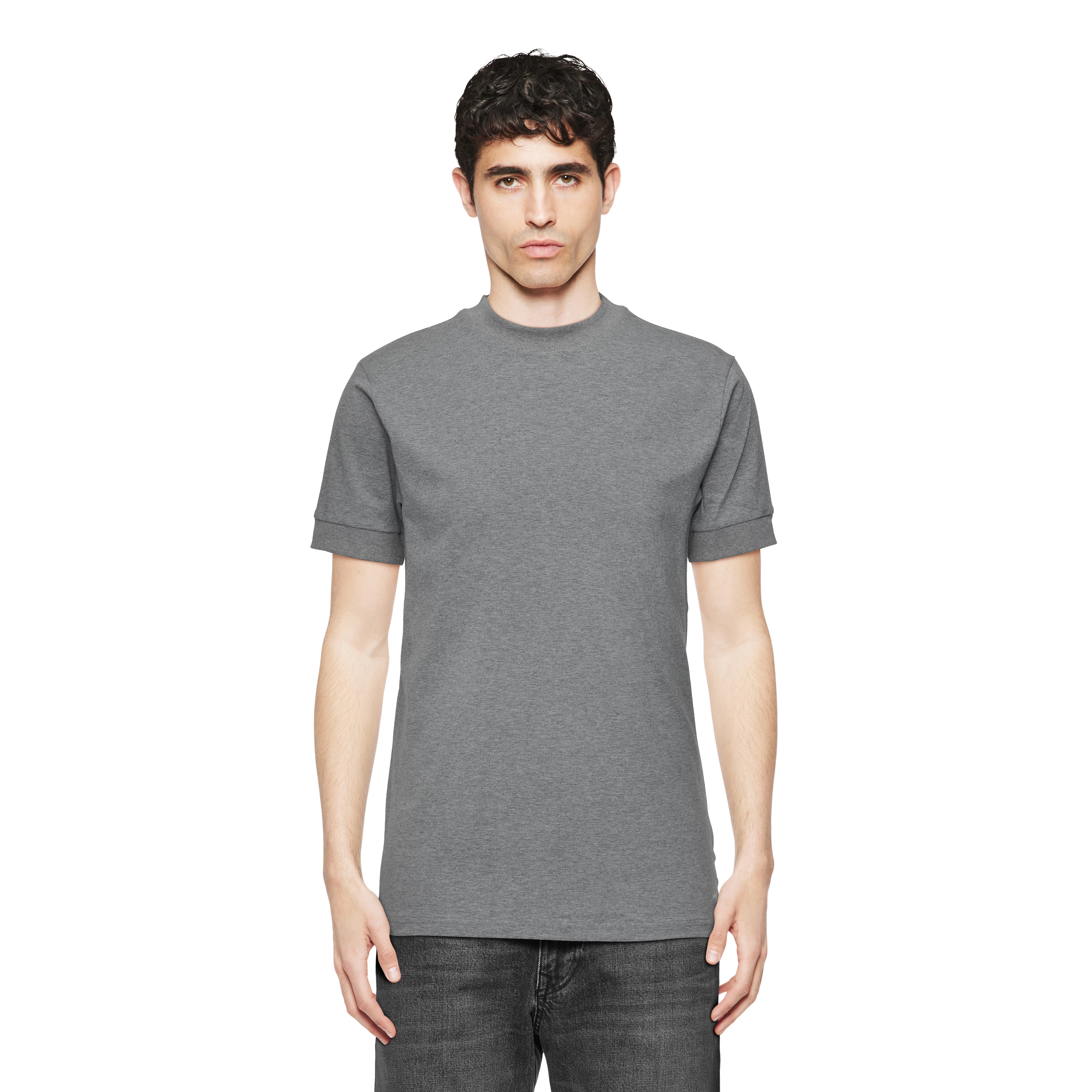 ANTON - Fitted T-Shirt in Baumwolle - Herren - grau - Frontansicht