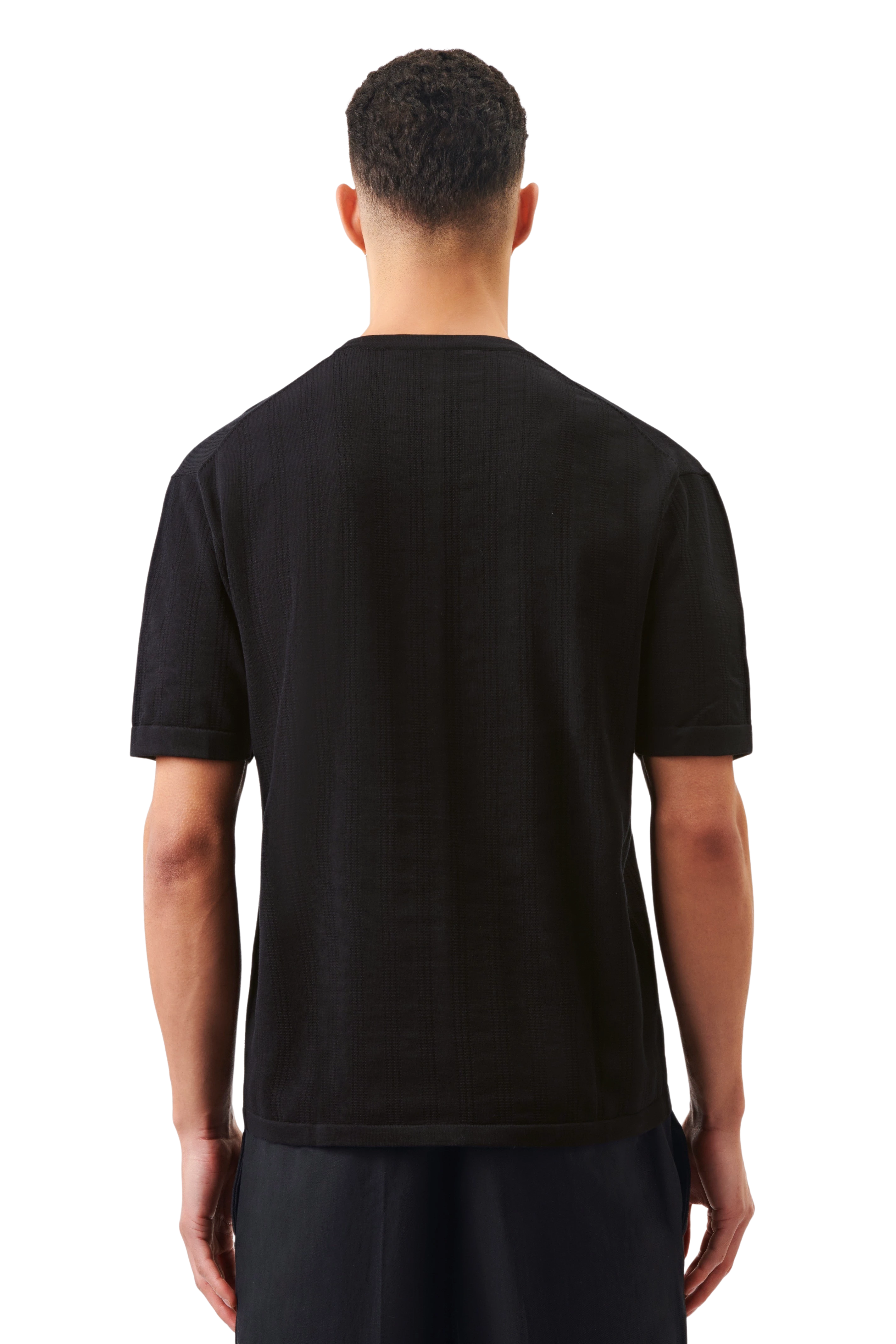 DERICO - Strick T-Shirt in reiner Baumwolle - Herren - schwarz - Rückansicht