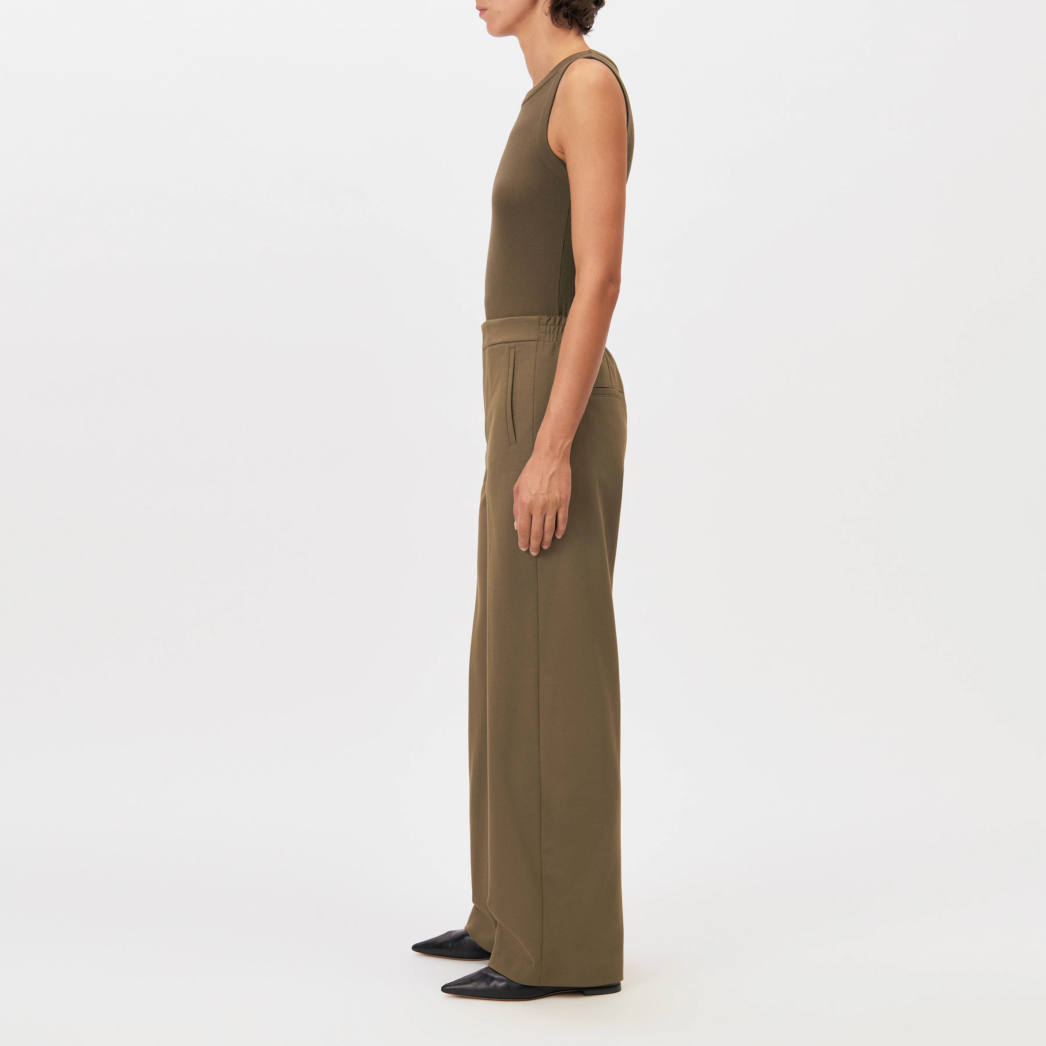 FAE_0 - Trousers with barrel legs in a viscose blend - women - green - Seitenansicht