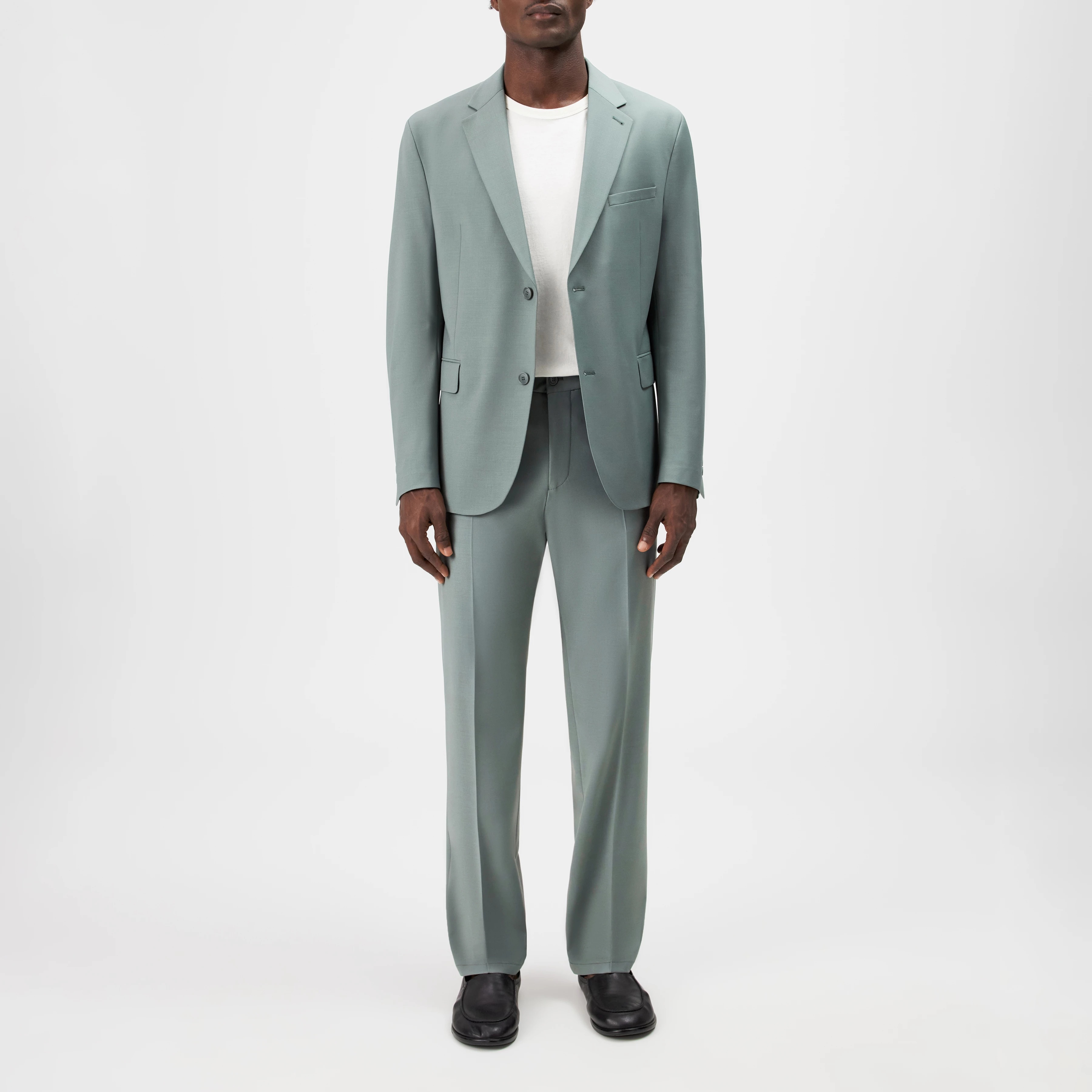 AJEND_RGLR - Tailored trousers in wool blend - men - green - Ganzkörper-Frontansicht