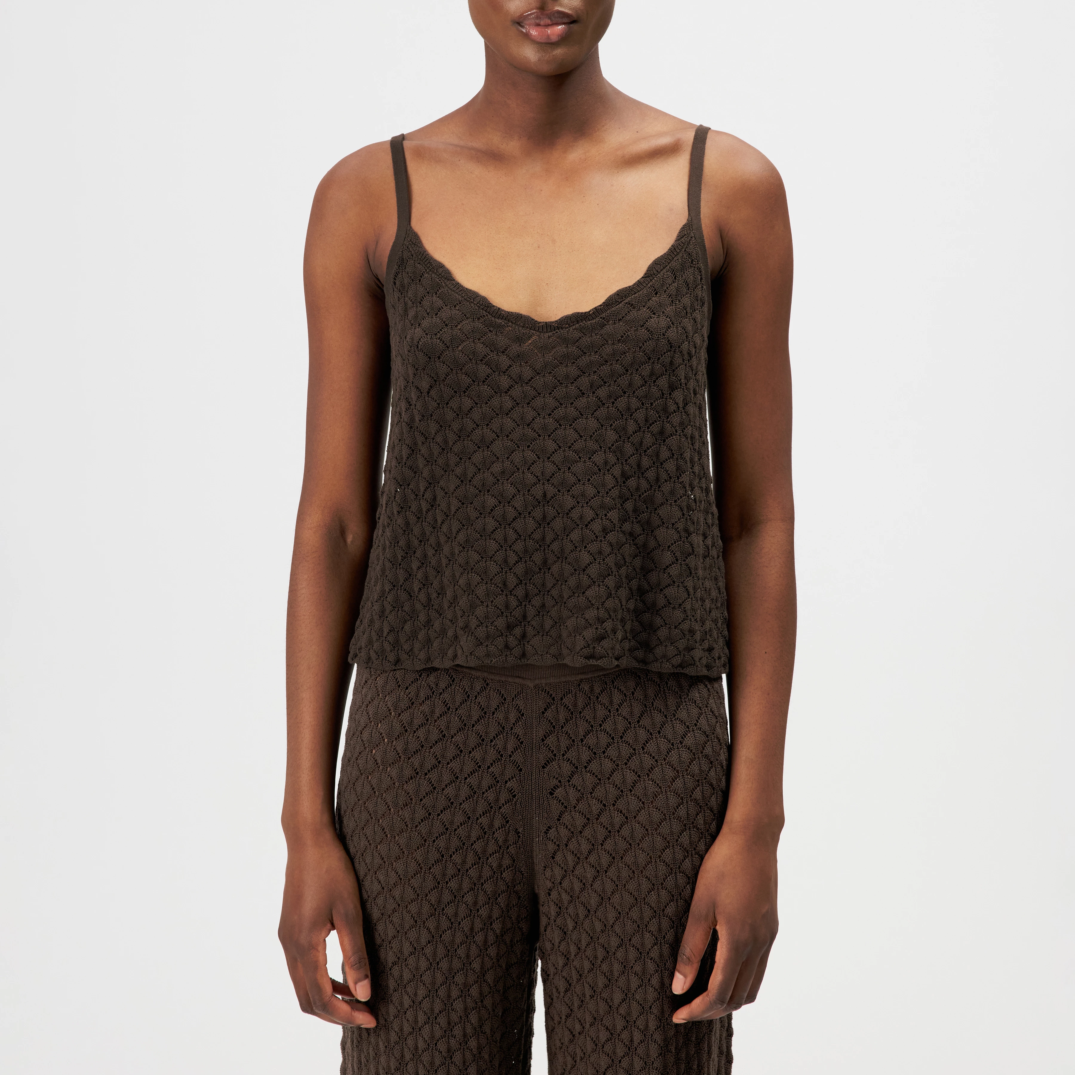 GALVINA - Débardeur en coton structuré - women - marron - Frontansicht