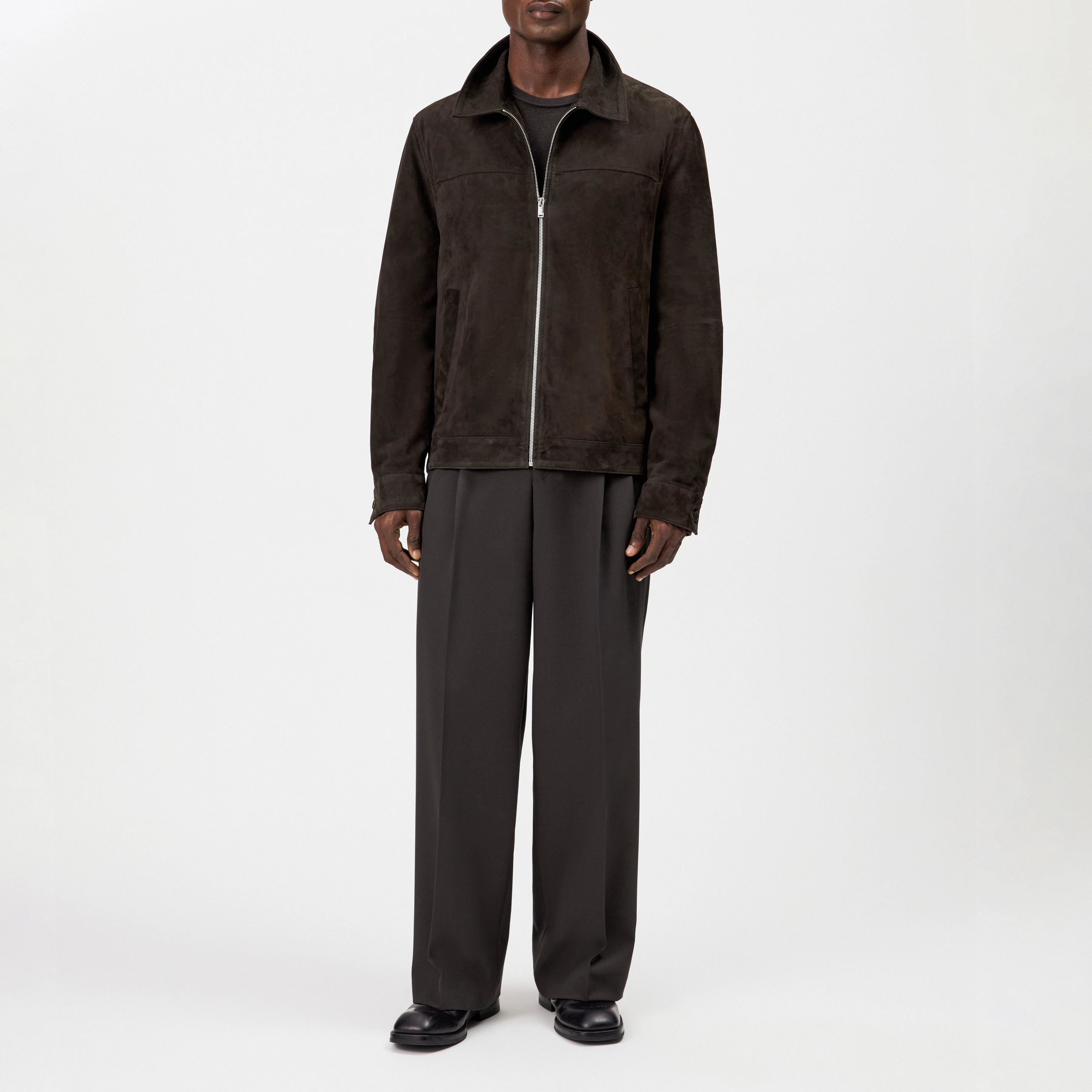 RIKKA_2 - Suede jacket - men - brown - Ganzkörper-Frontansicht