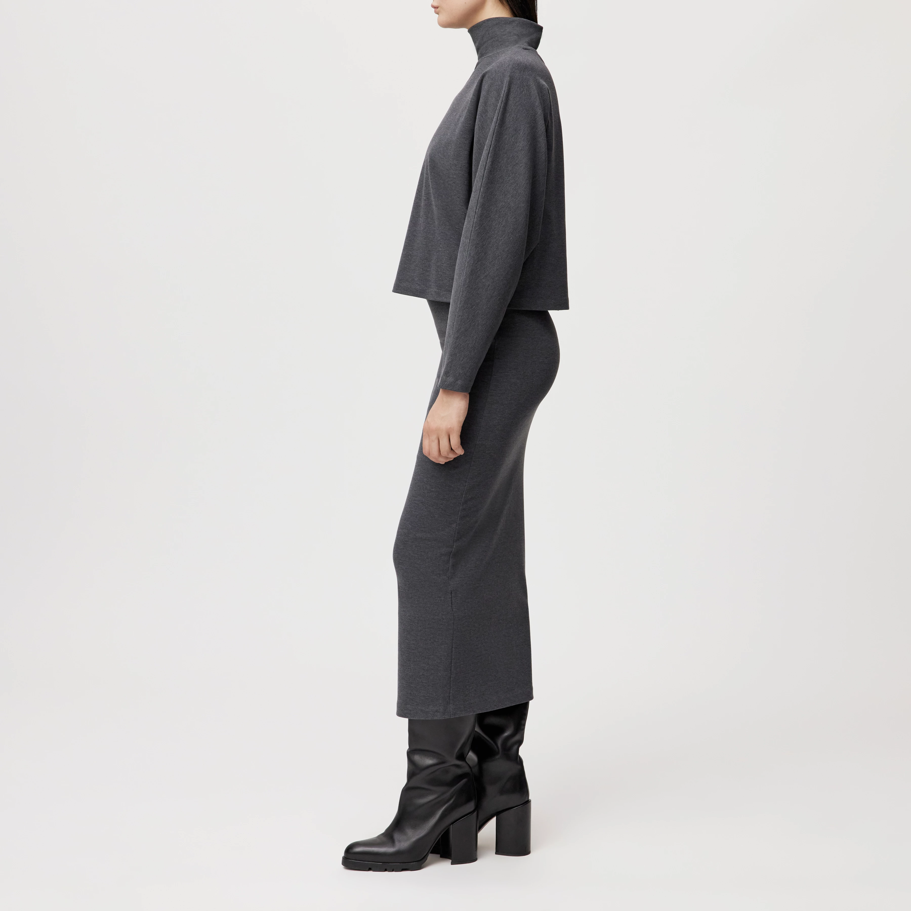 ASIRAL - Batwing shirt in Lyocell blend with wool look - women - grey - Seitenansicht