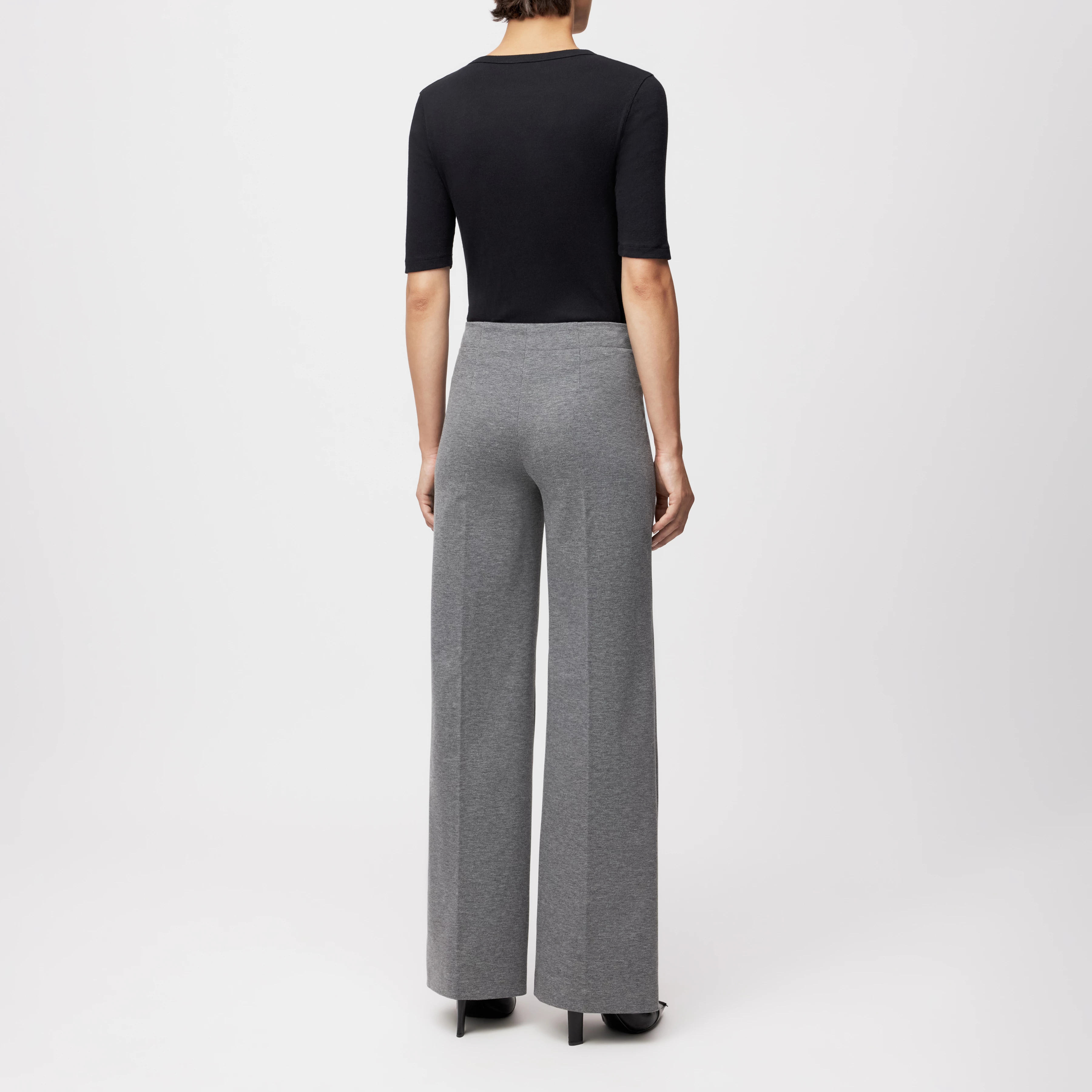 BEFORE - Marlenehose in Jersey mit Dessin - Damen - grau - Rückansicht