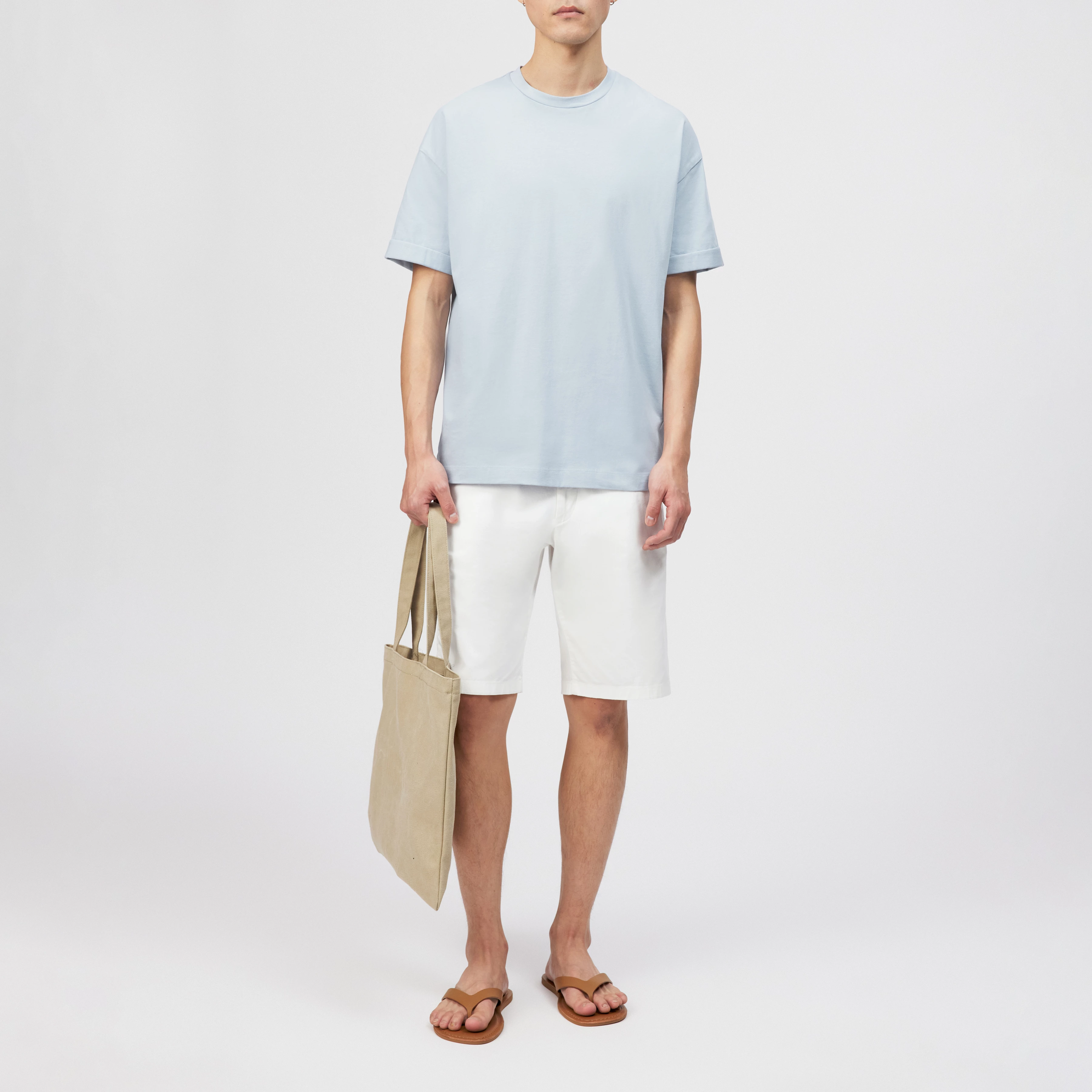 THILO - Relaxed fit T-shirt in pure cotton - men - blue - Ganzkörper-Frontansicht