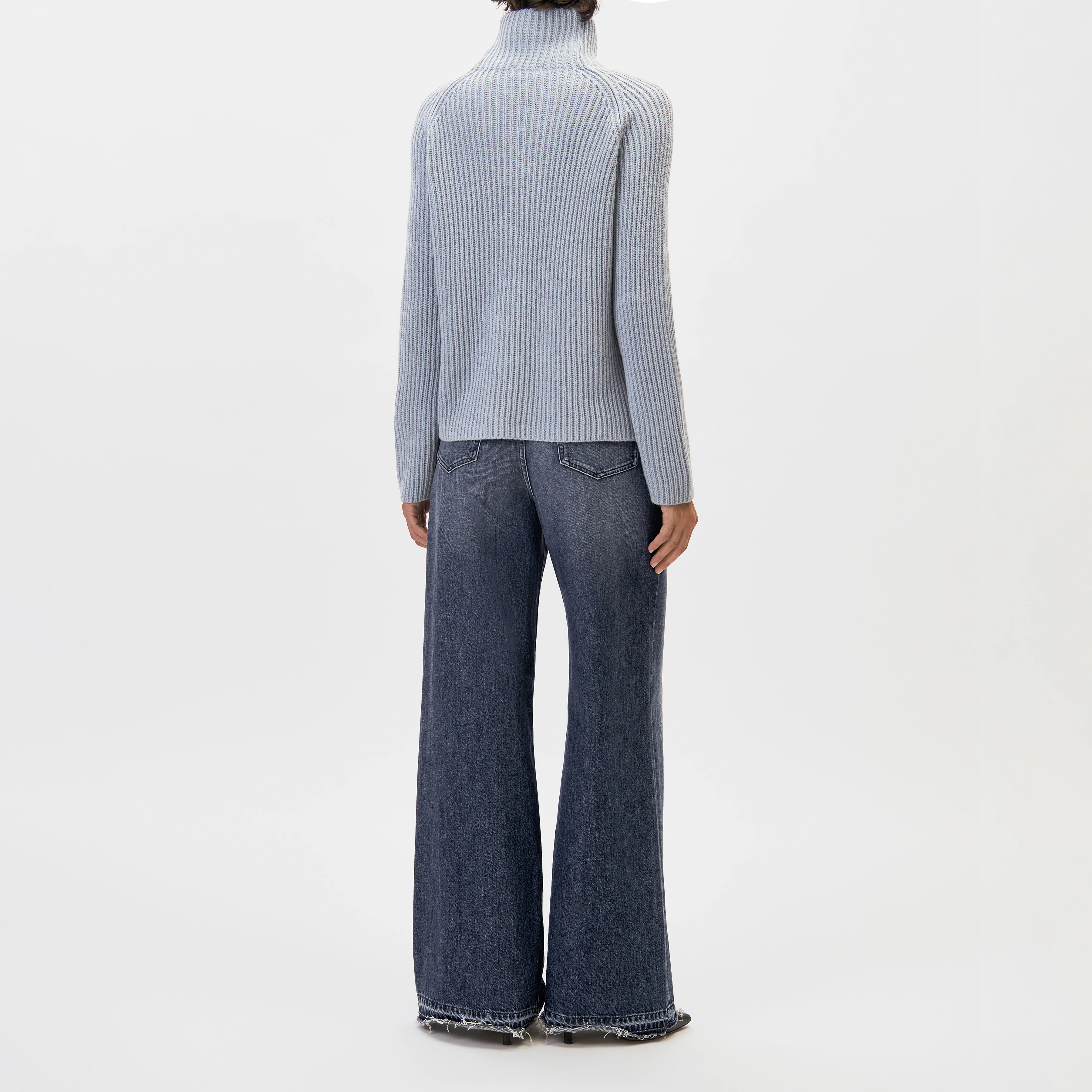 ARWEN - Rollkragenpullover in Woll-Alpakamix - Damen - blau - Rückansicht