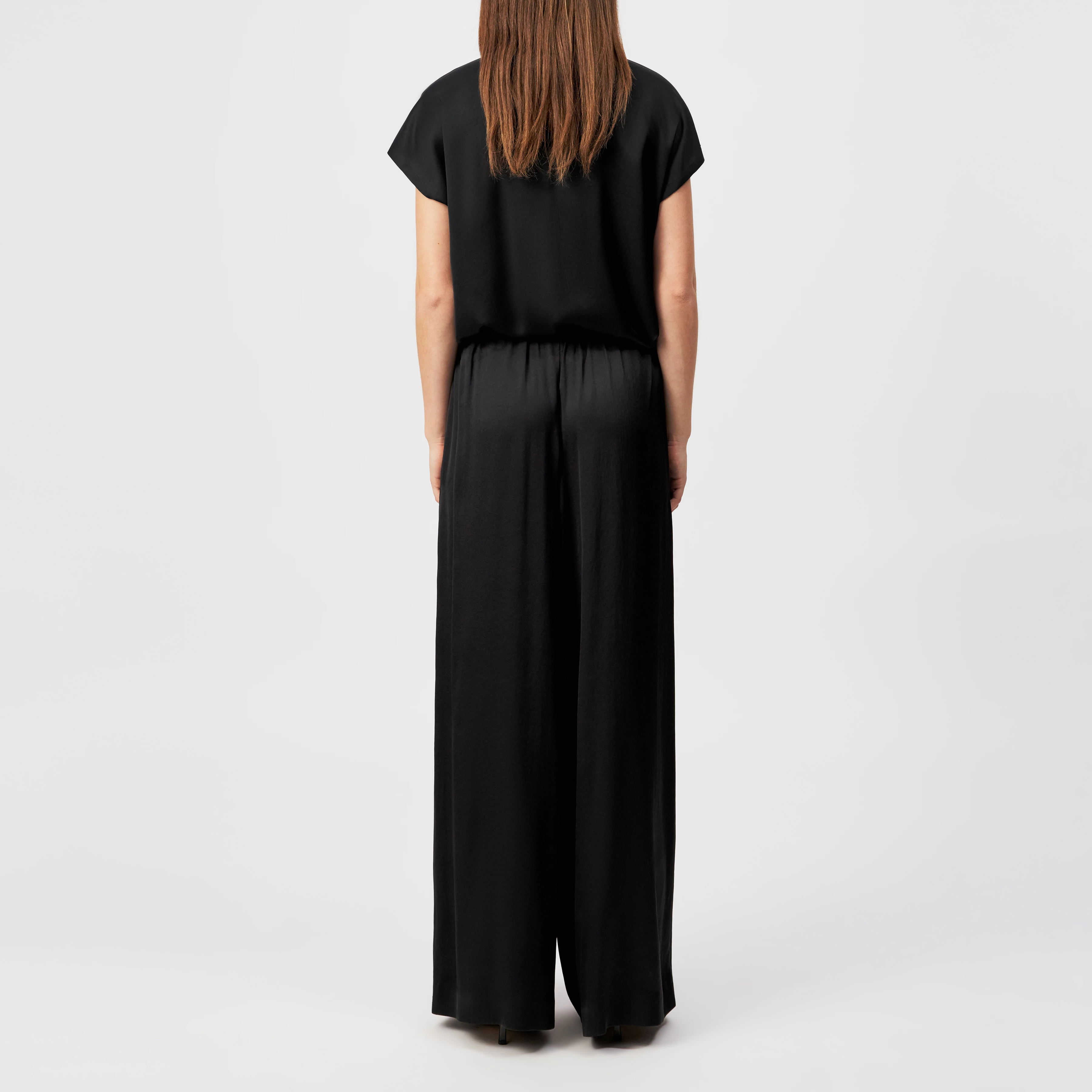 TWEEZER - Wide trousers in satin - women - Natural Aluminium - Rückansicht