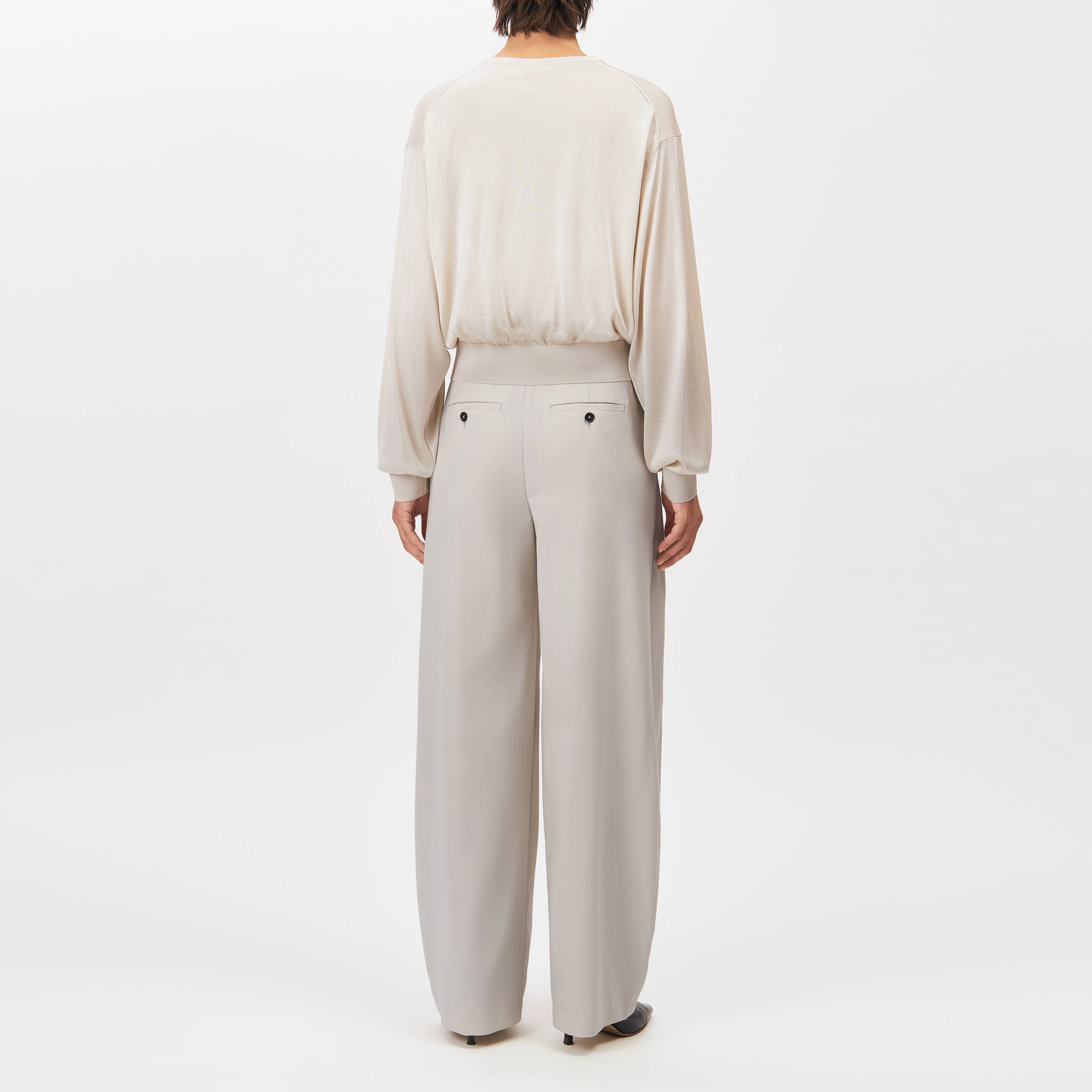 TALOMINA - Pull à manches ballon en acétate pur - women - beige - Rückansicht