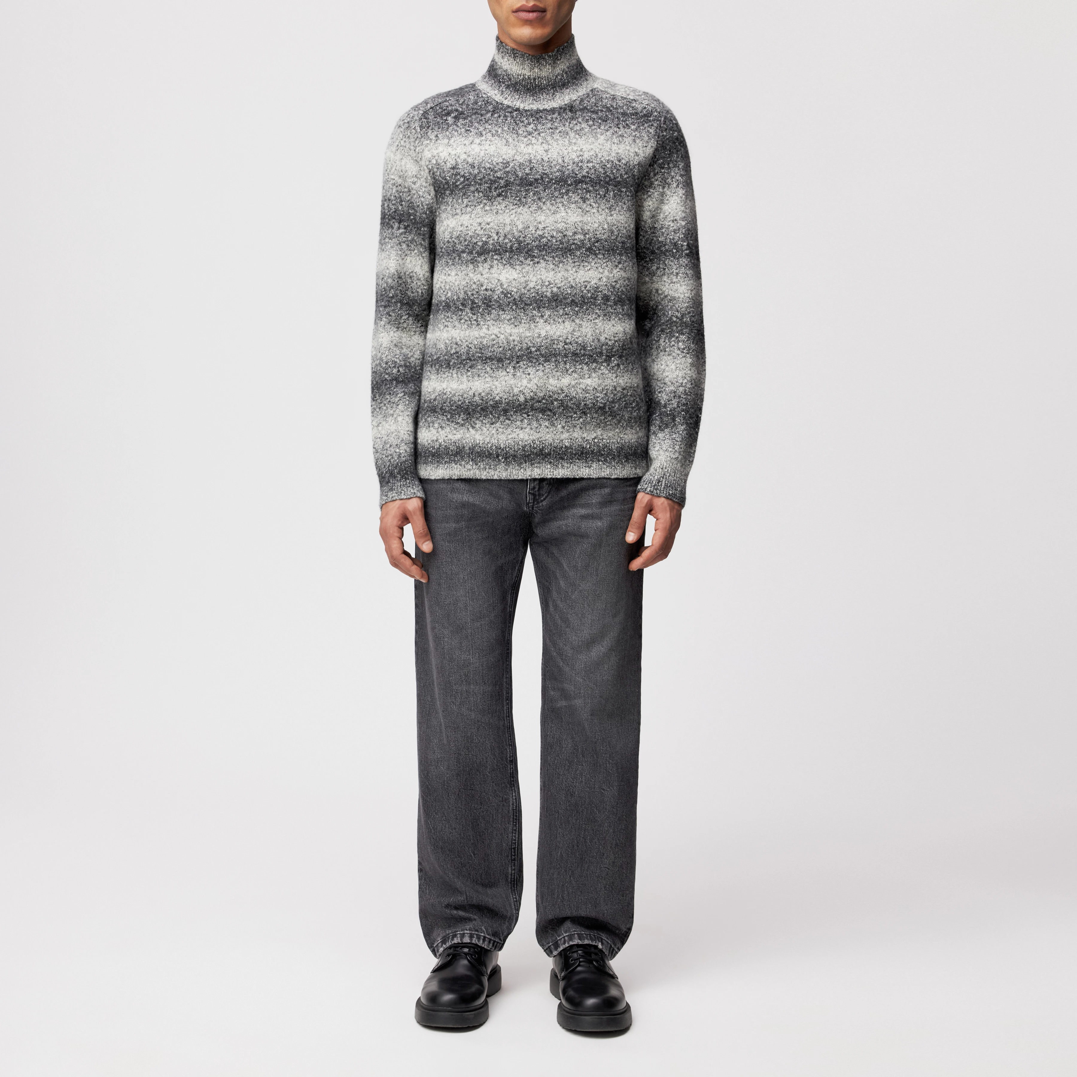EDDARD - Pullover mit Stehkragen in Baumwoll-Mix - Herren - grau - Ganzkörper-Frontansicht
