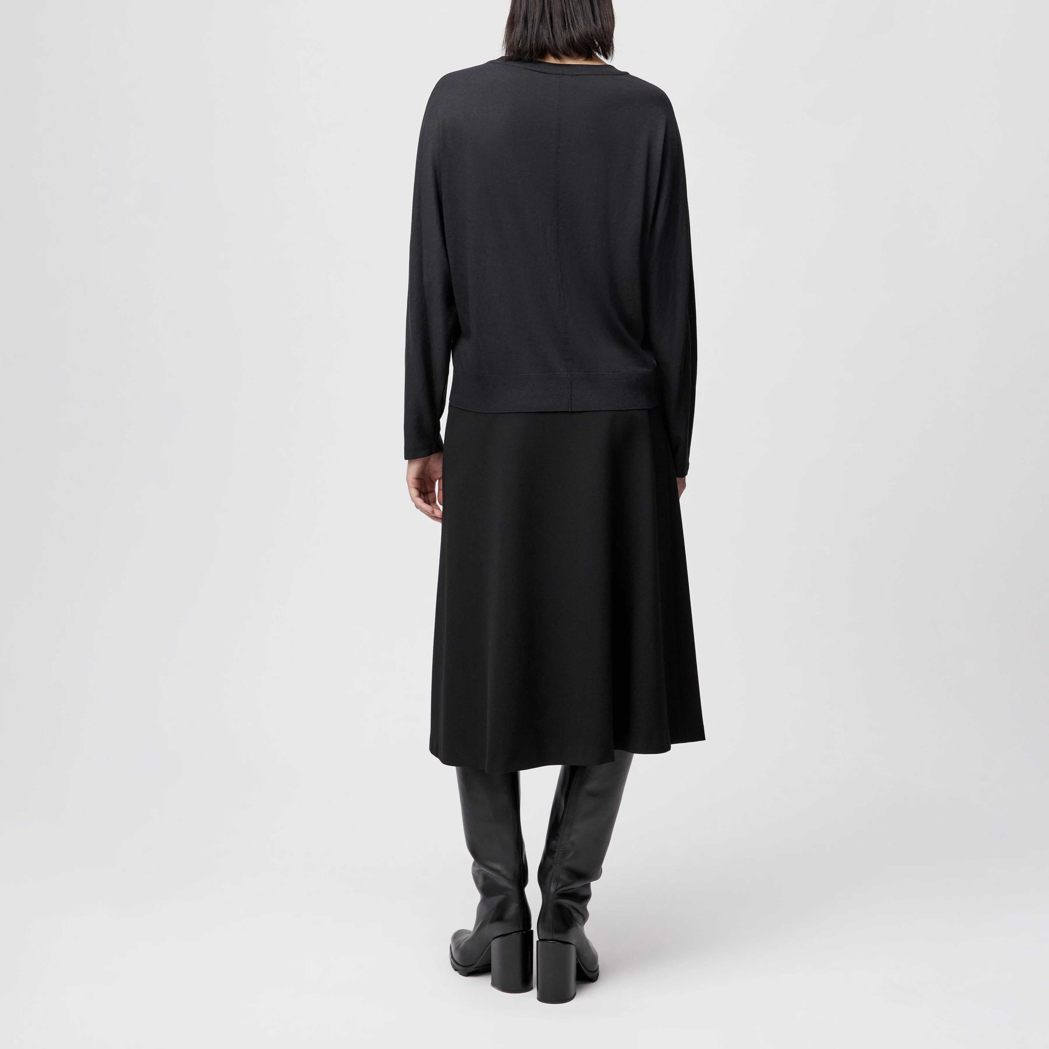 SOMEJA - Batwing long-sleeved top in lyocell-cotton blend - women - Natural Aluminium - Rückansicht