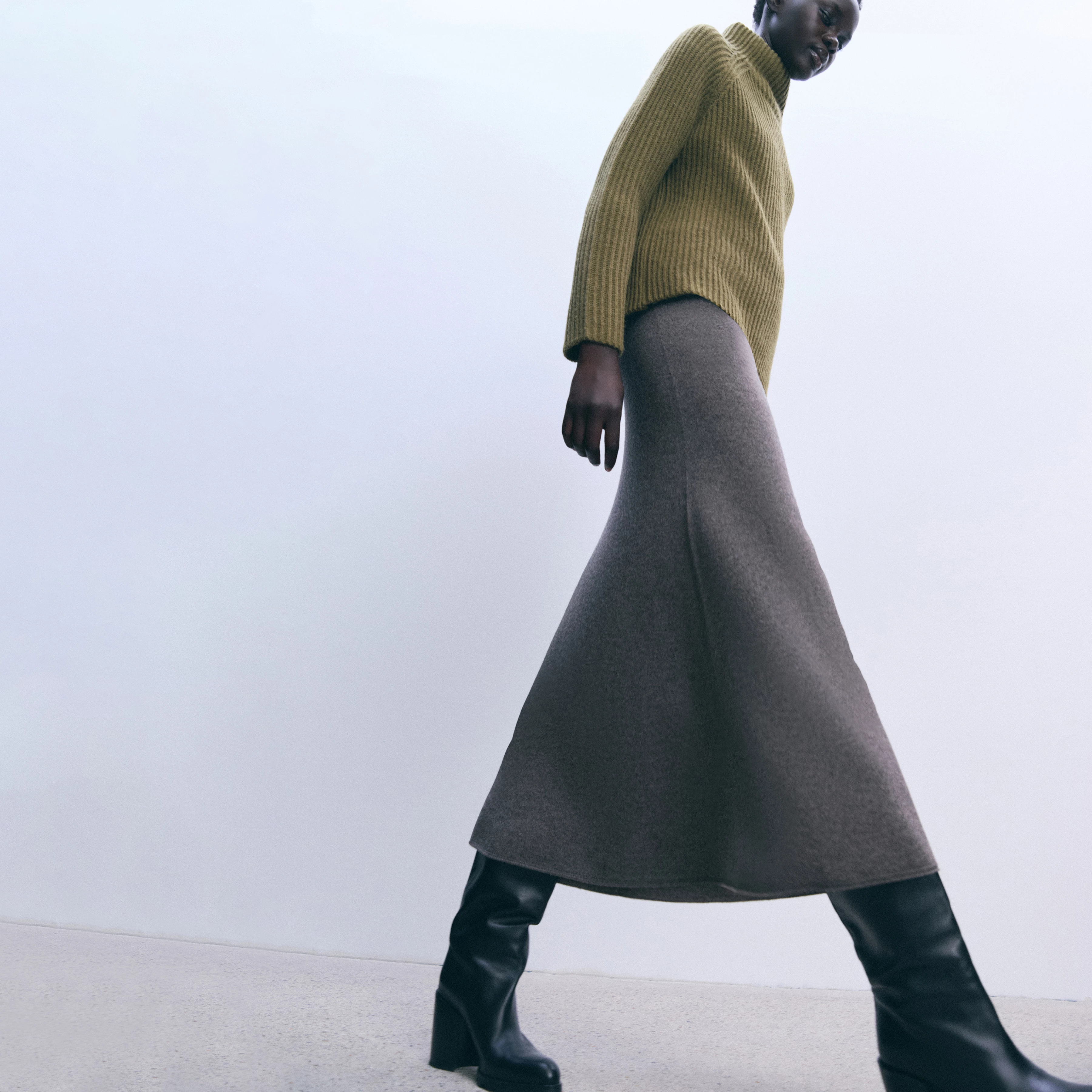 VERESE - Strick-Godetrock in feiner Schurwolle - Damen - grau