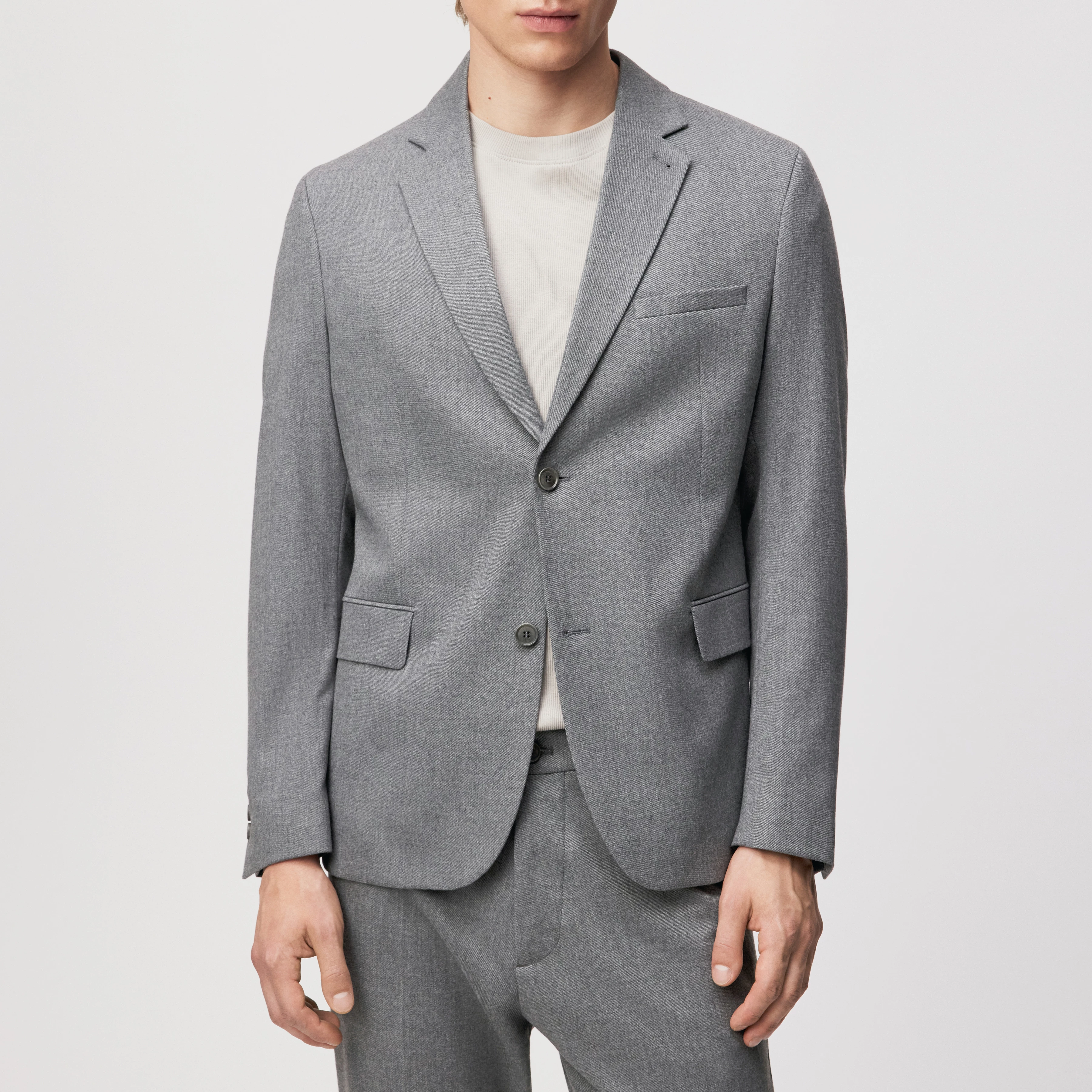 YAMES - Einreihiges Sakko in softem Flanell - Herren - grau - Frontansicht