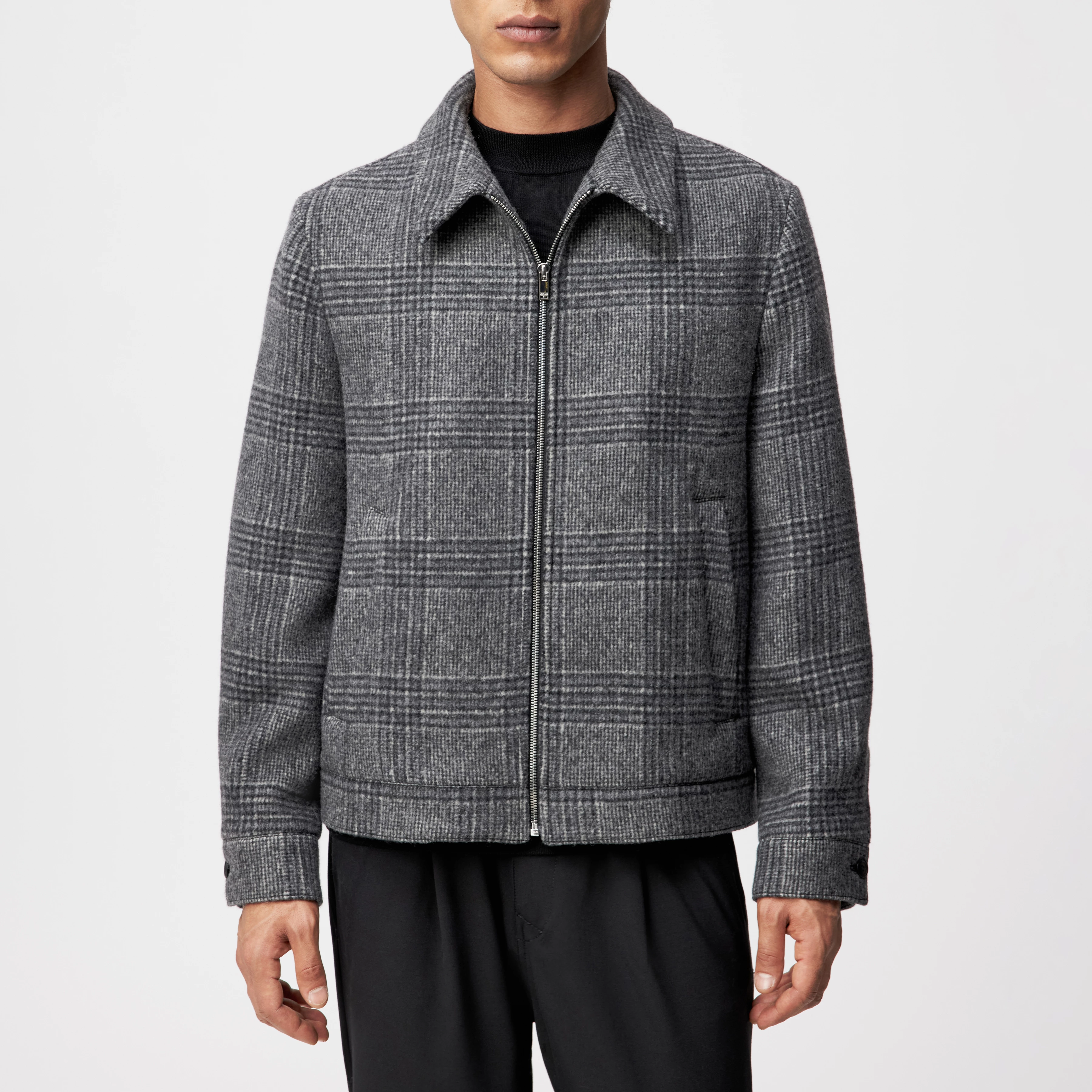 RIKKA_2 - Jacke in Flanell-Karo - Herren - grau - Frontansicht