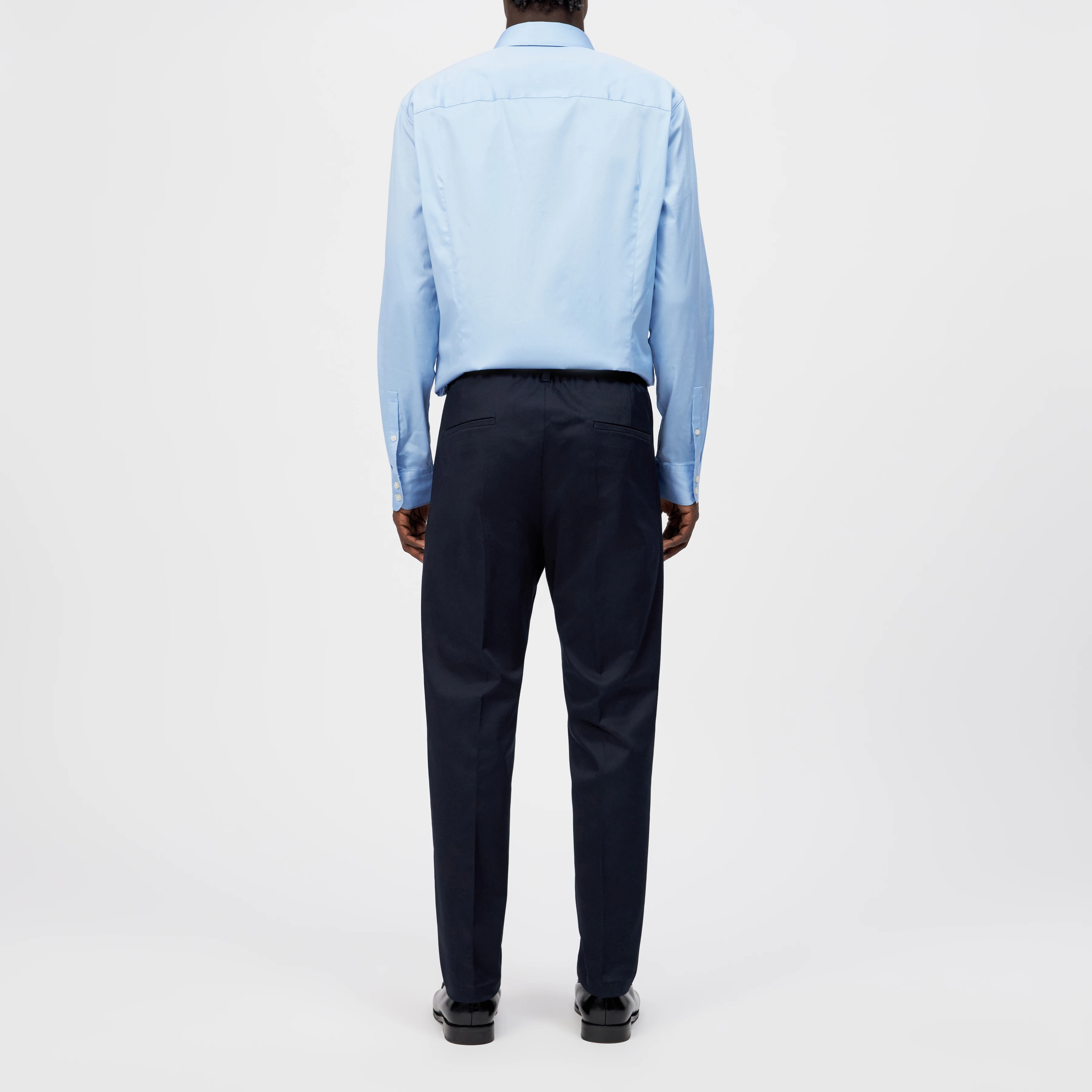 DANEEL - Classic fit shirt in cotton satin - men - blue - Rückansicht