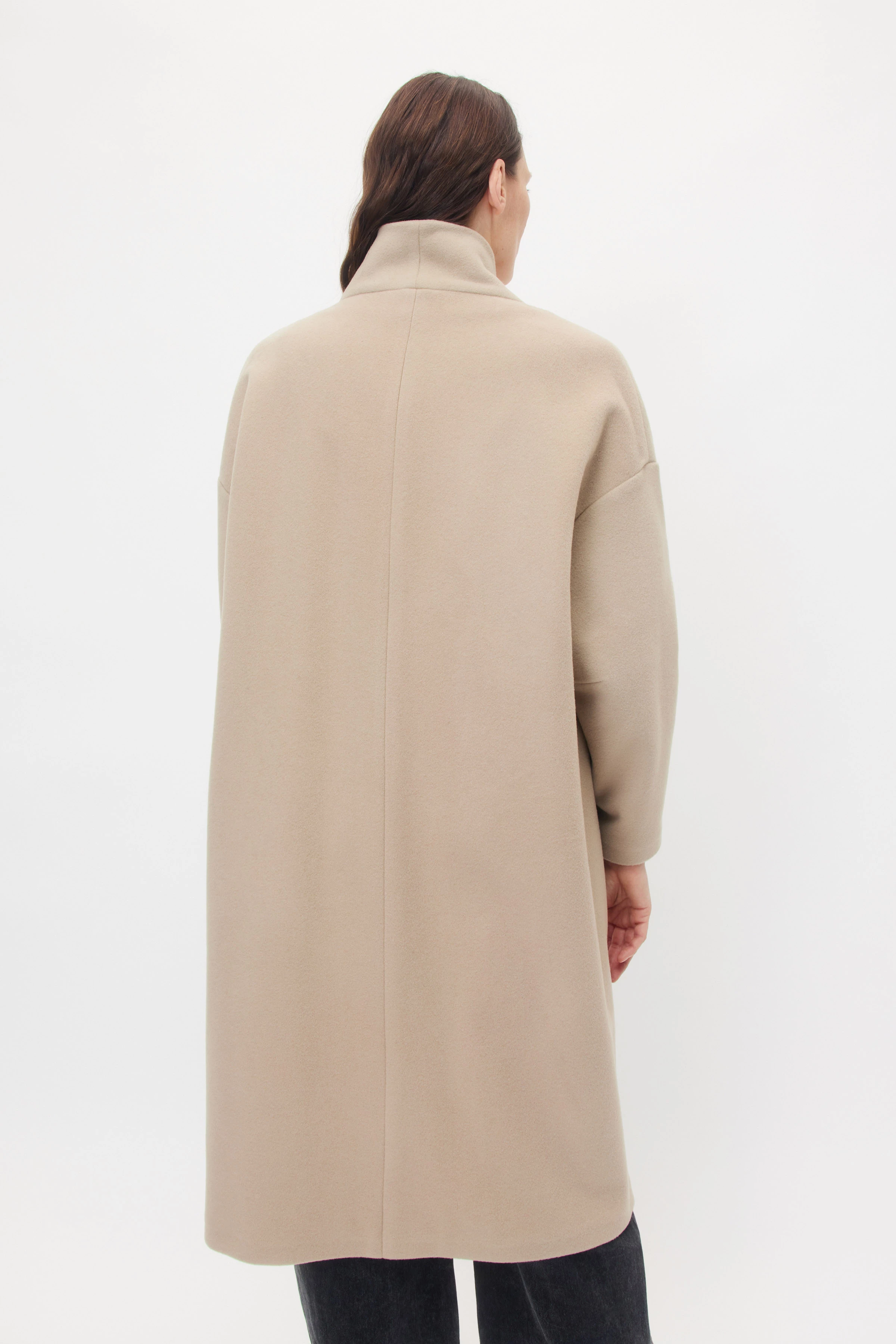 BAUPREY - Hüllenmantel in Wollflausch - Damen - beige - Rückansicht